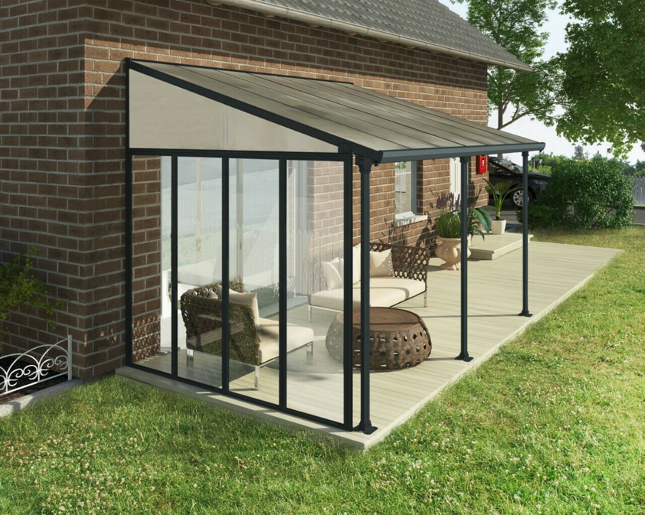 Side Wall for Tuscany Patio Cover Grey Tuscany By Palram Canopia