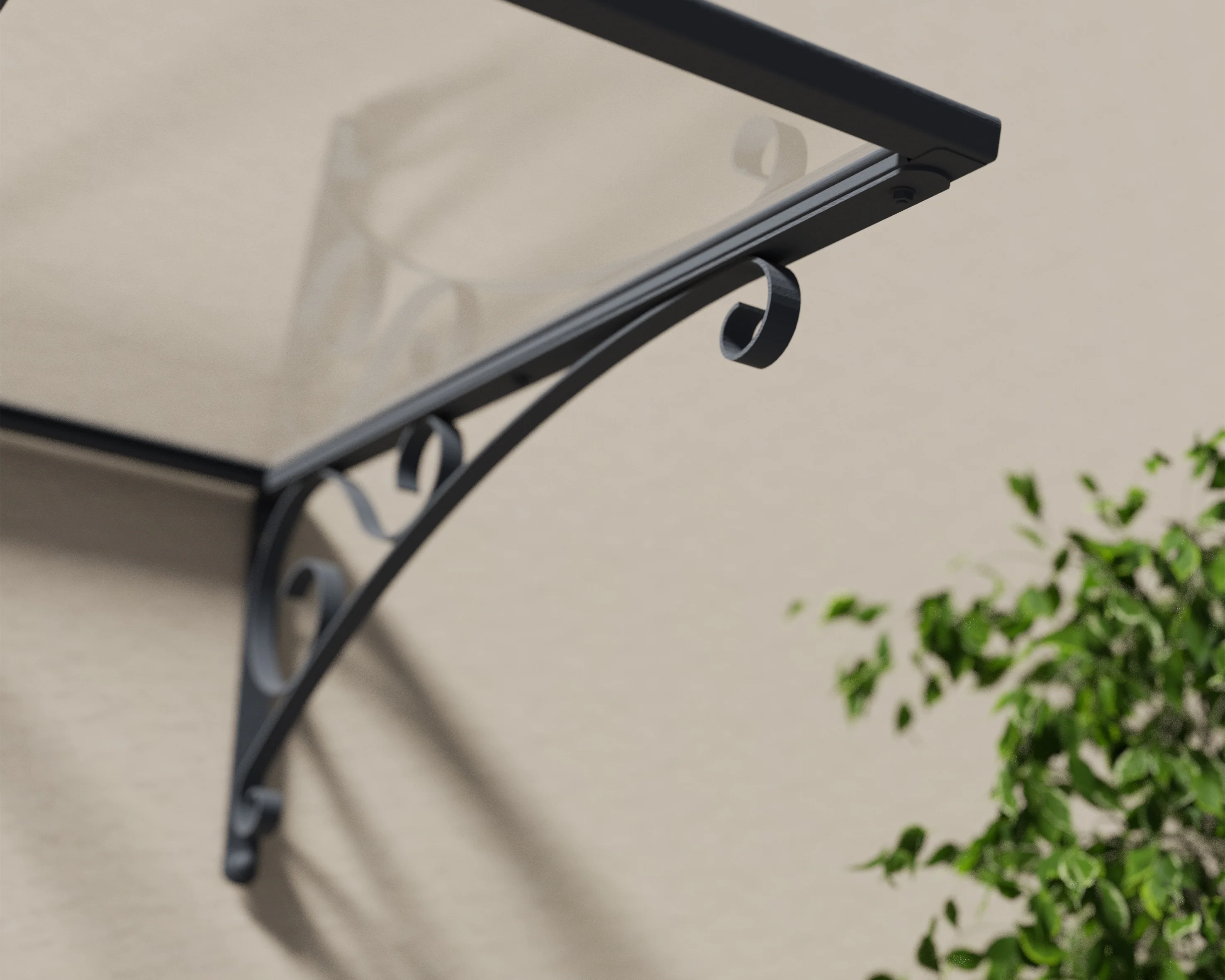 Venus 1.5m x 0.9m Door Canopy - Grey Frame & Clear Polycarbonate - Image 2