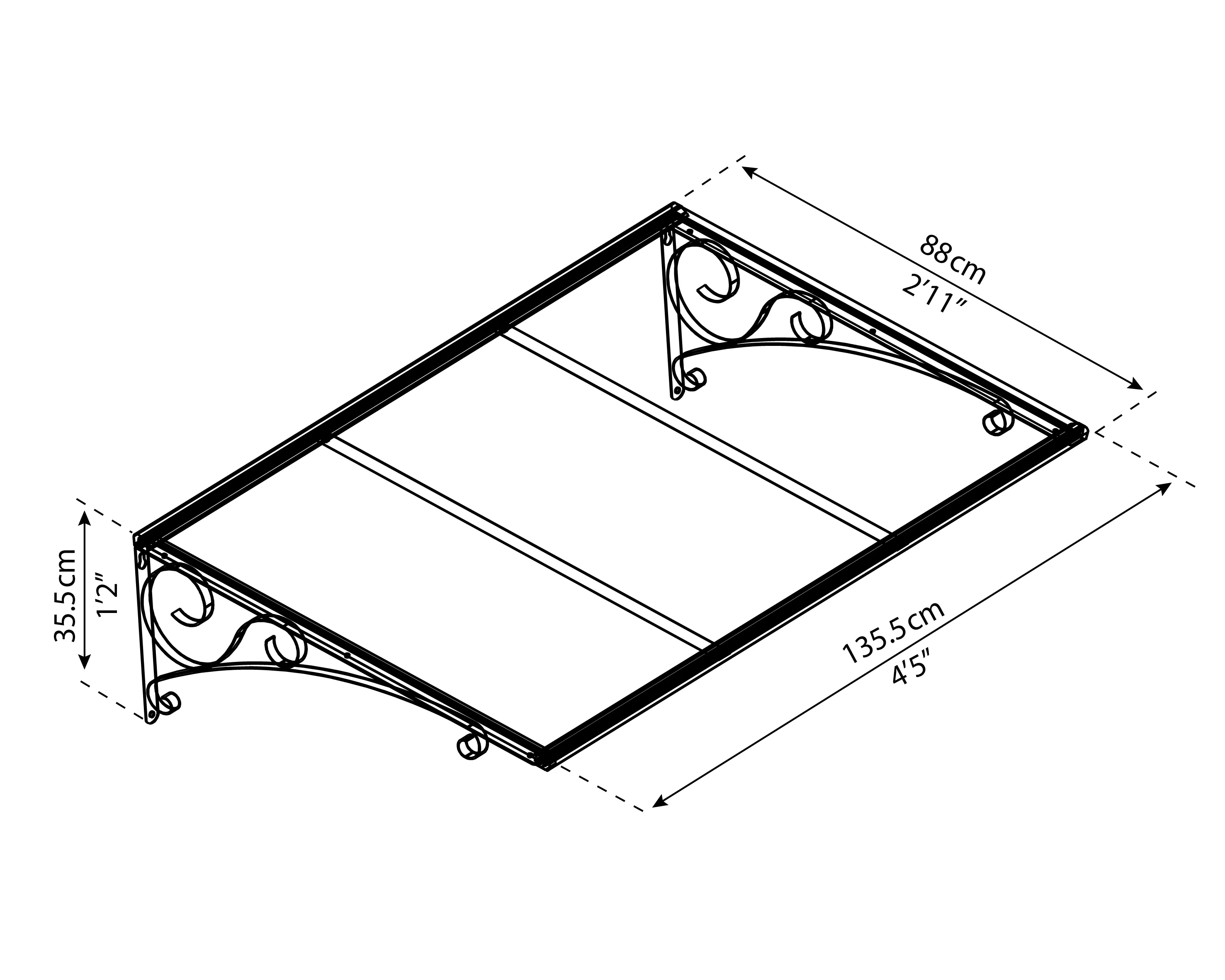 Venus 1.5m x 0.9m Door Canopy - Grey Frame & Clear Polycarbonate - Image 4