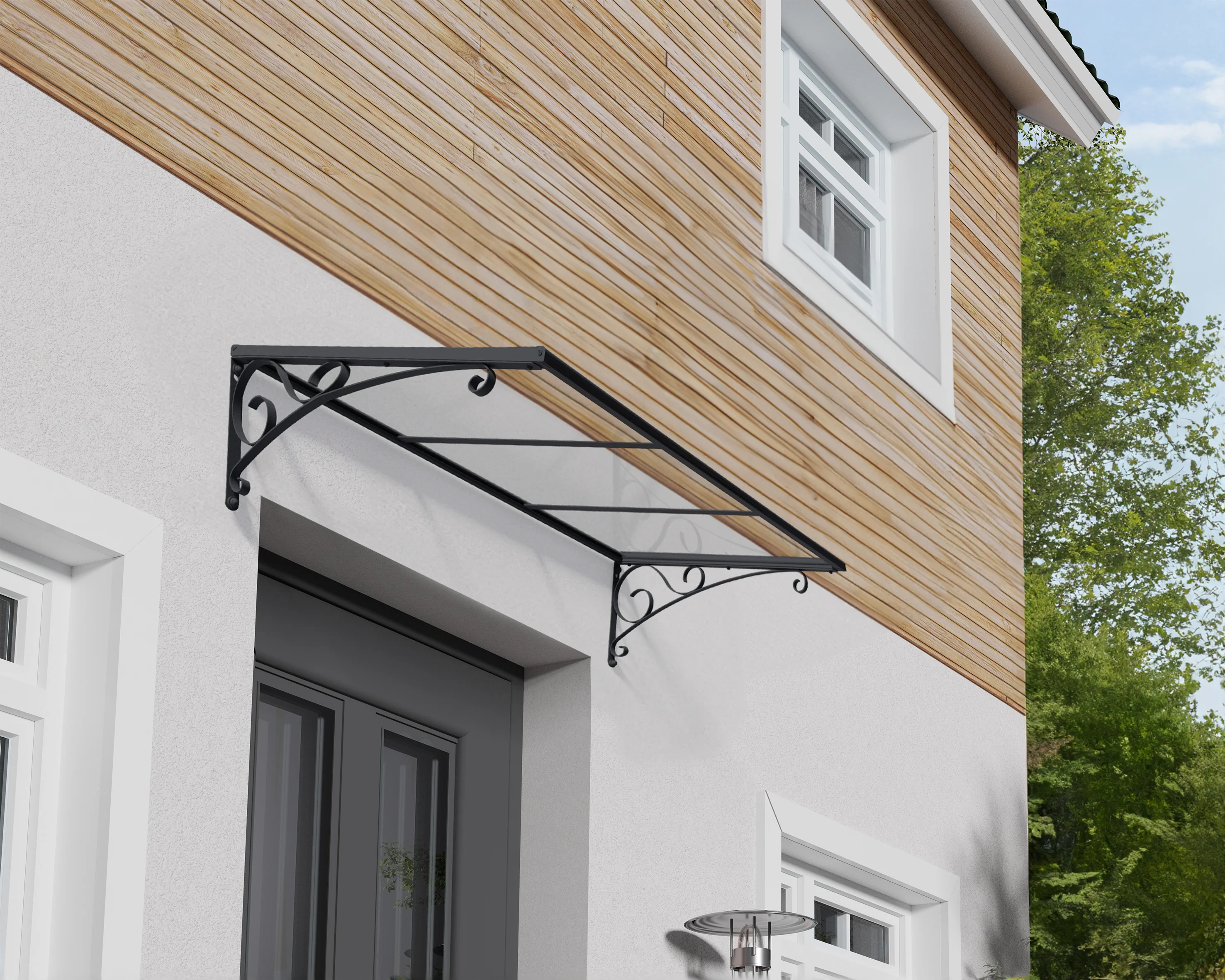 Venus 1.5m x 0.9m Door Canopy - Grey Frame & Clear Polycarbonate - Image 7