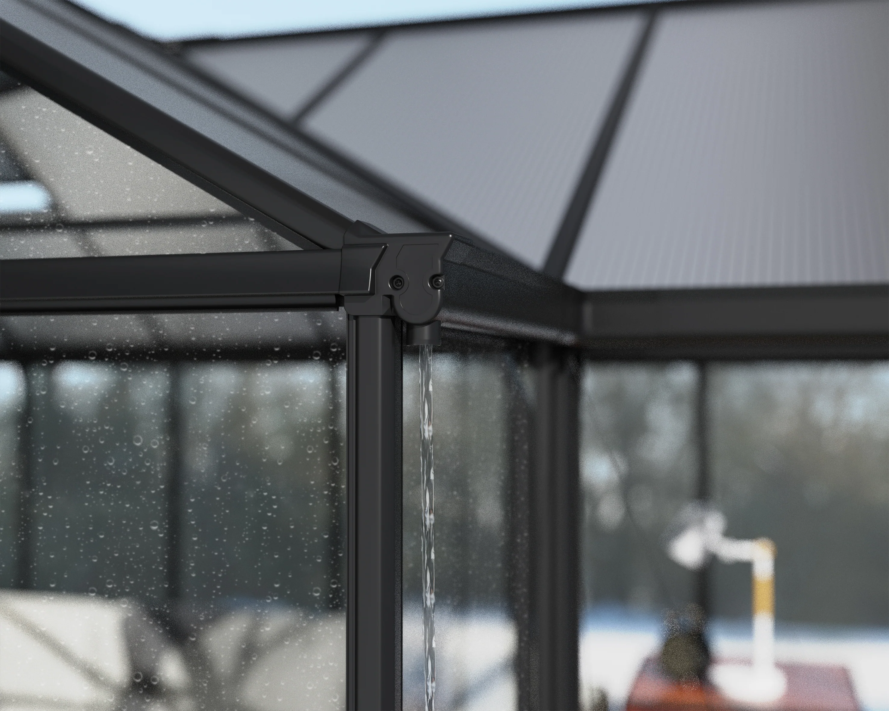 Triomphe 13' x 15' Greenhouse - Black Aluminium Frame & Clear Polycarbonate Panels - Image 15