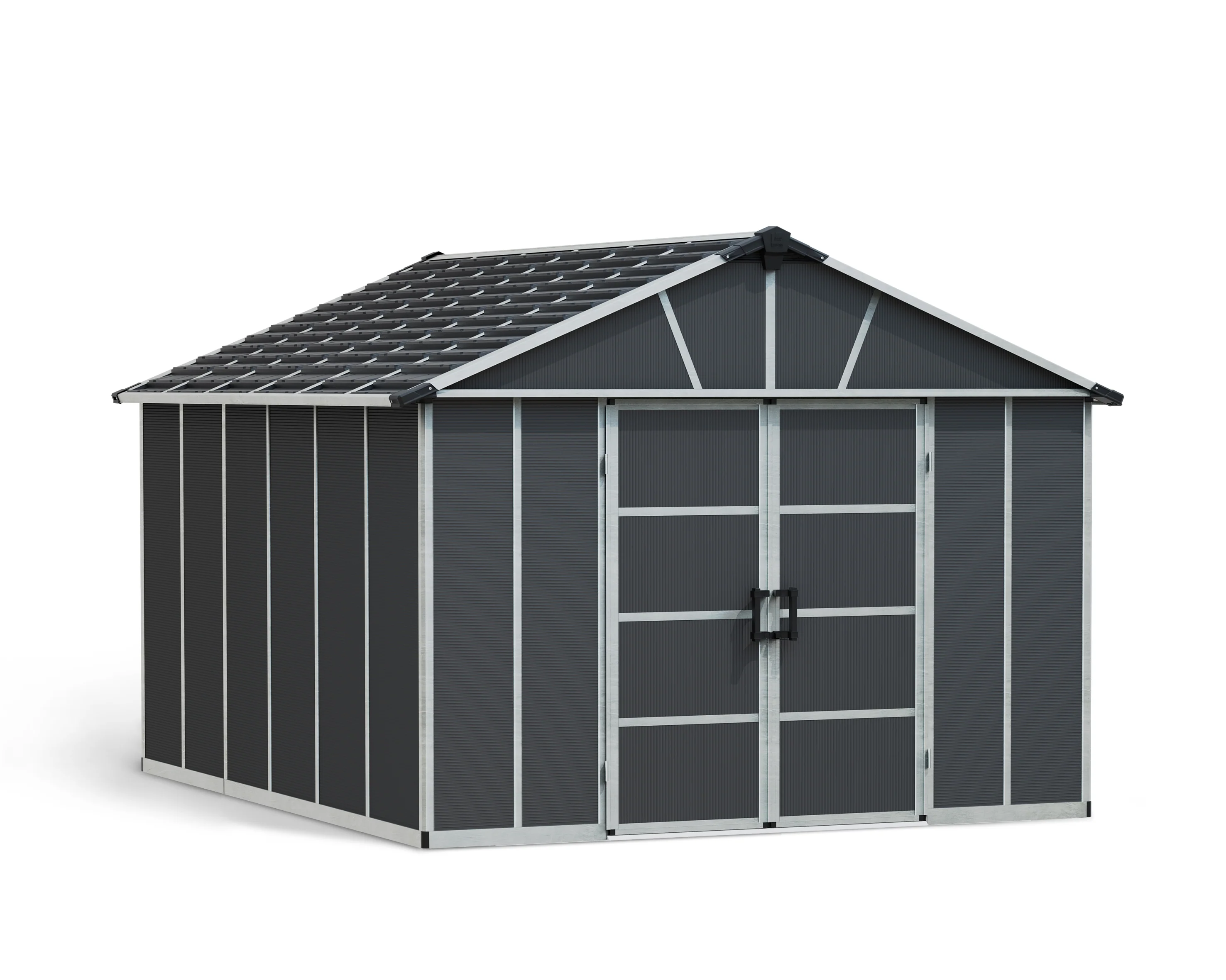 Yukon 11ft. x 13ft. Garden Shed Without Floor - Dark Grey Polycarbonate Panels - Image 10