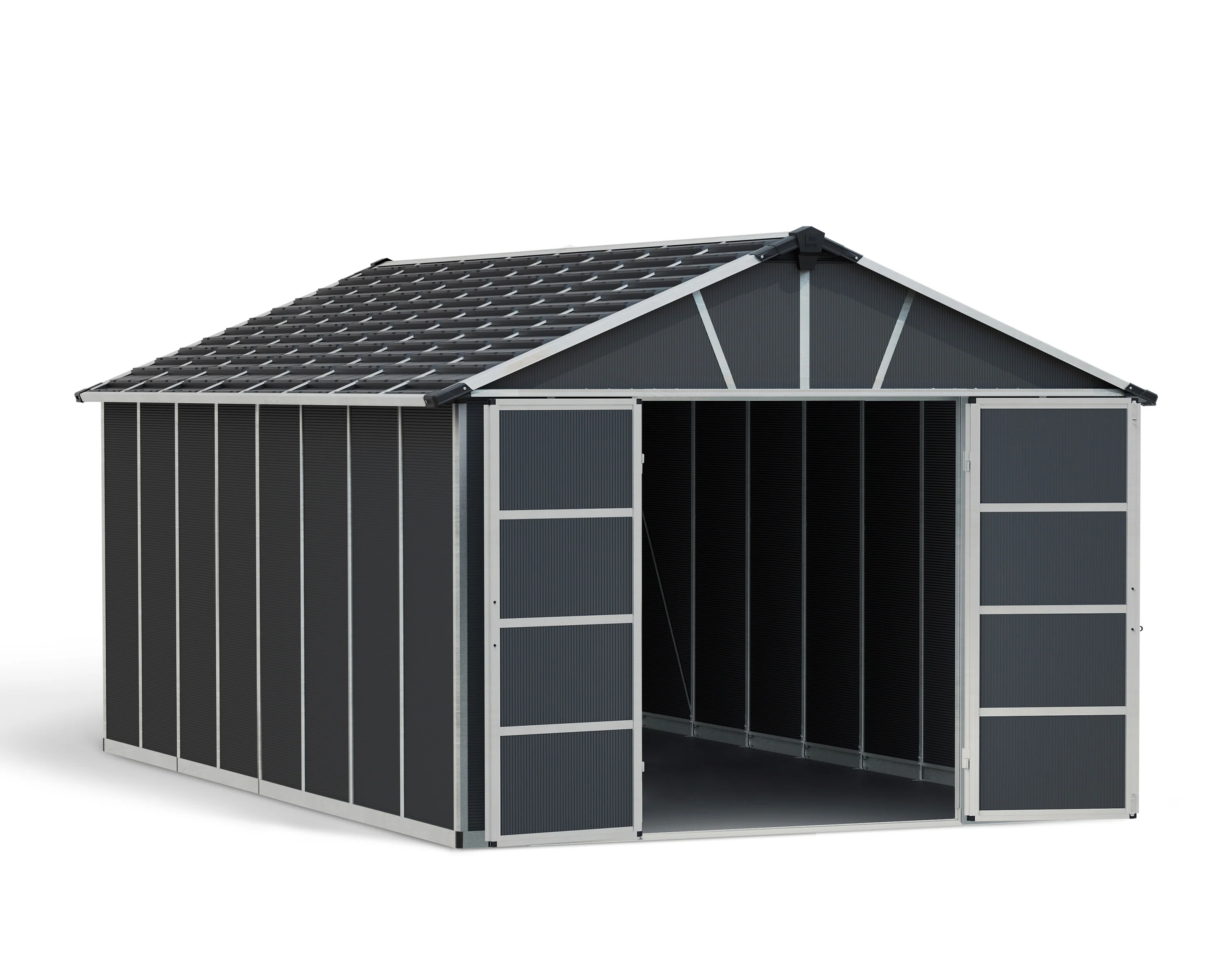 Yukon 11ft. x 17ft. Garden Shed With Floor - Dark Grey Polycarbonate Panels - Image 9