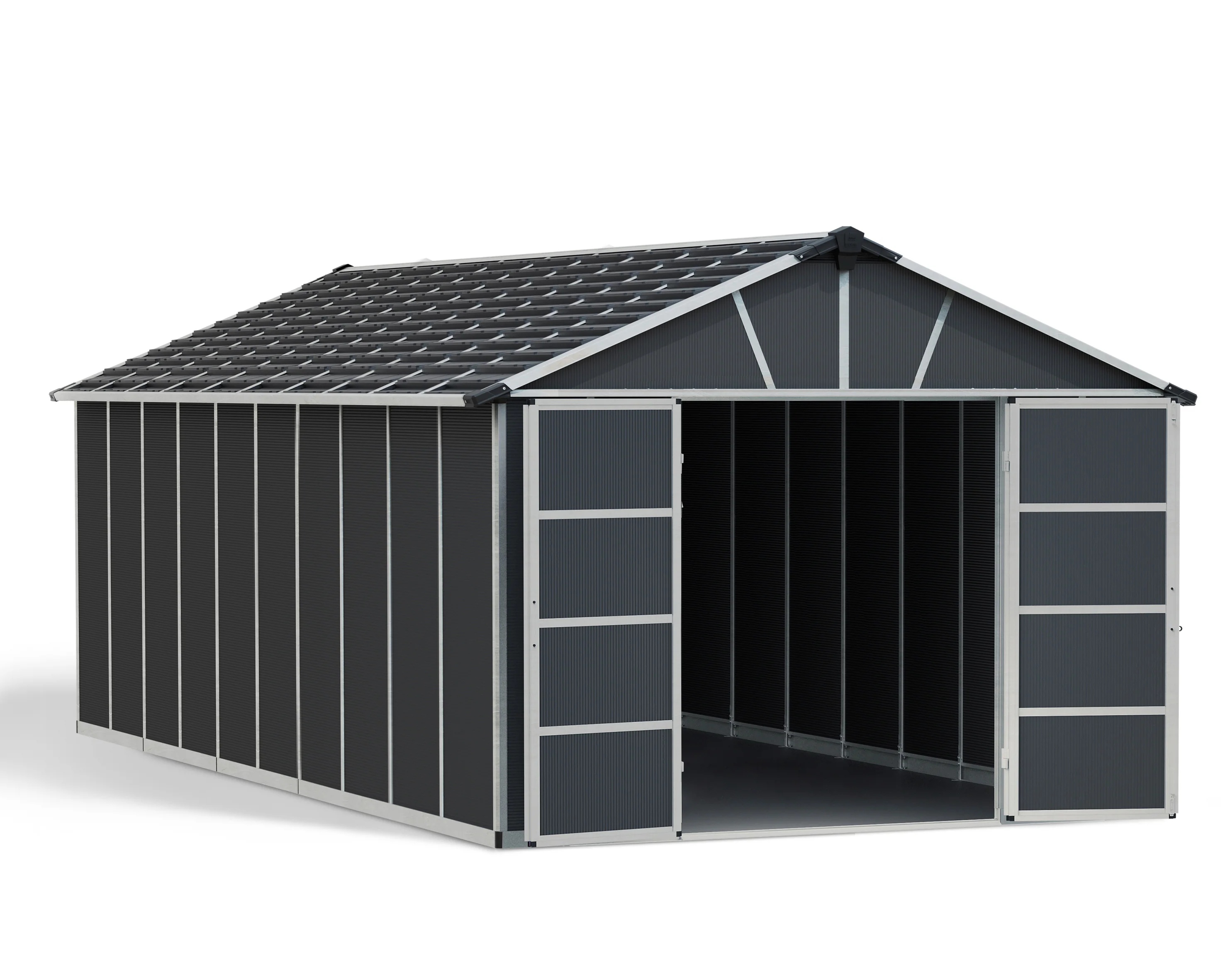 Yukon 11 x 21.3 ft. Garden Shed With Floor - Dark Grey Polycarbonate Panels - Image 8