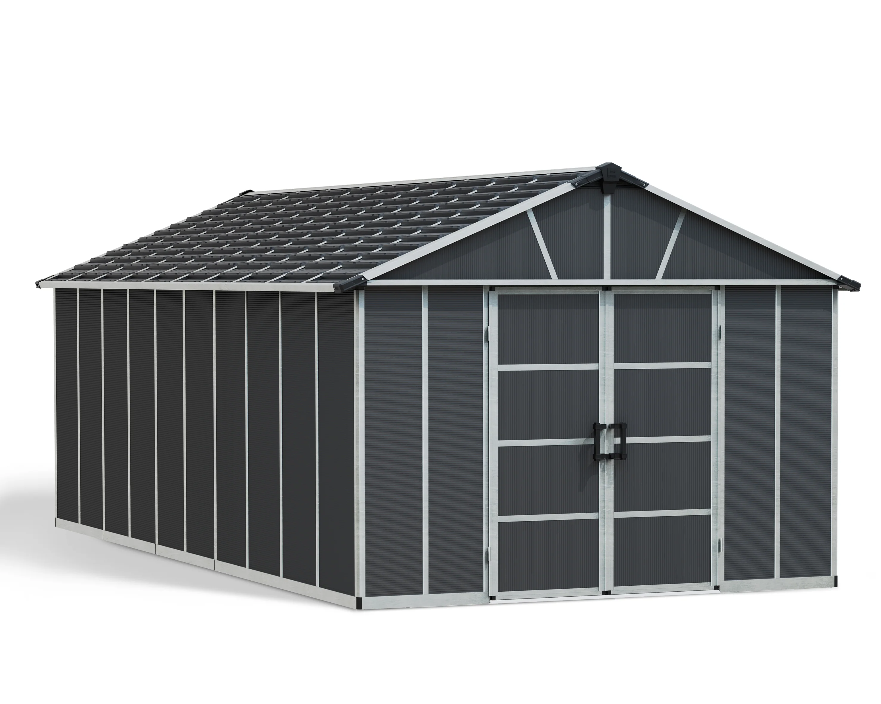 Yukon 11 x 21.3 ft. Garden Shed Without Floor - Dark Grey Polycarbonate Panels - Image 10