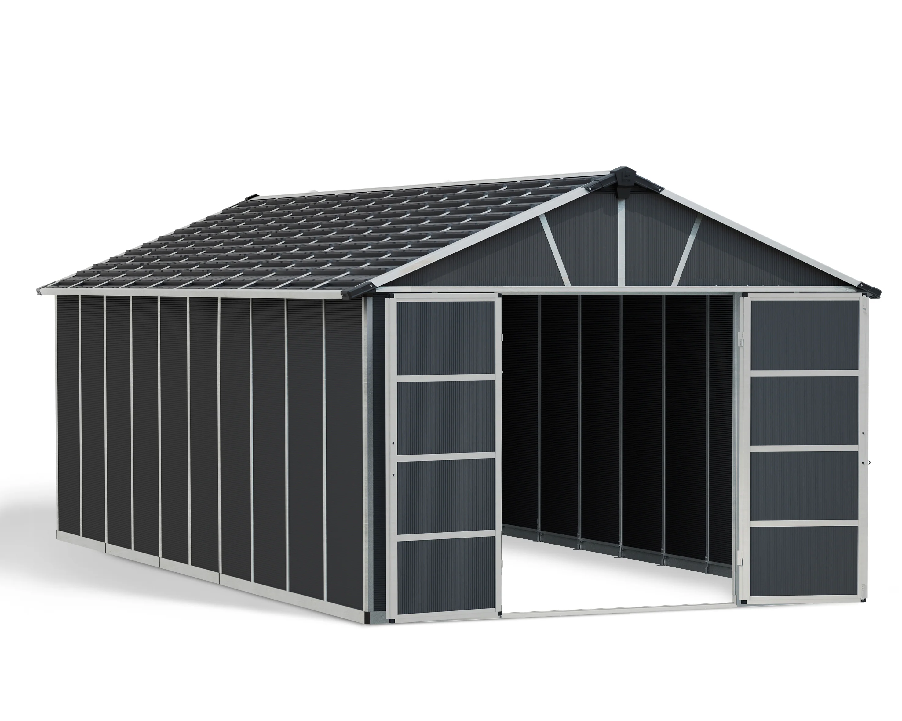 Yukon 11 x 21.3 ft. Garden Shed Without Floor - Dark Grey Polycarbonate Panels - Image 9