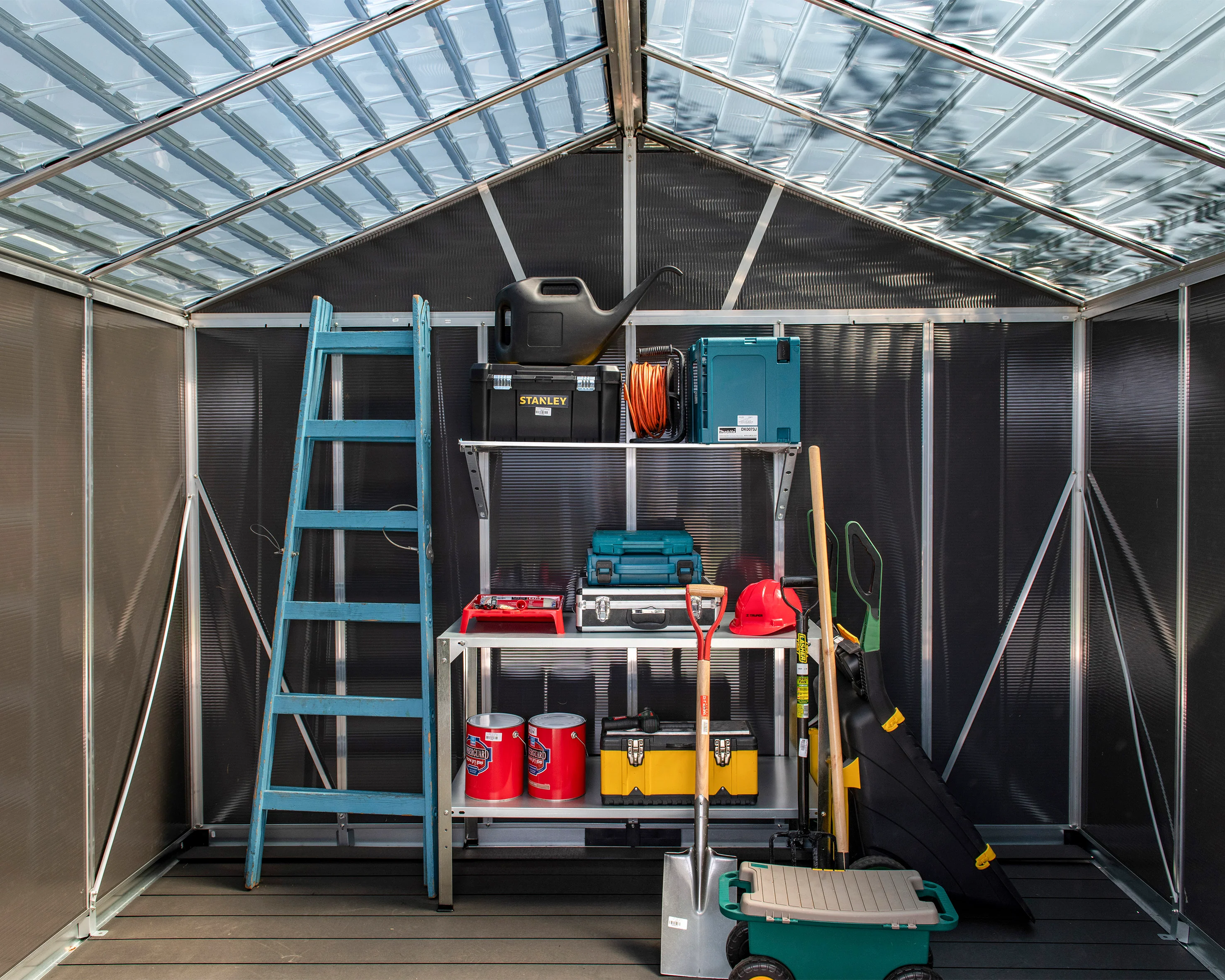 Yukon 11ft. x 9ft. Garden Shed With Floor - Dark Grey Polycarbonate Panels - Image 3