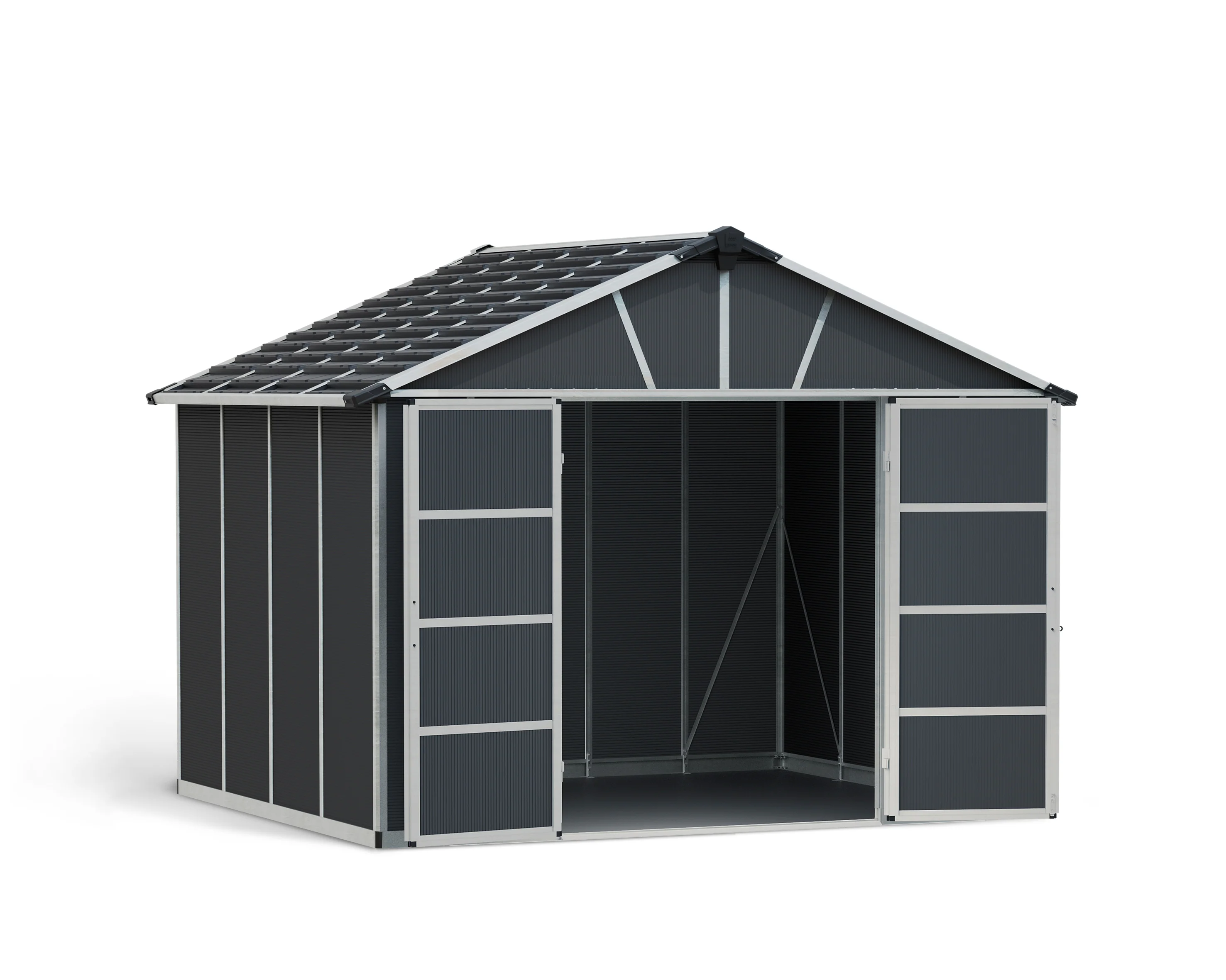 Yukon 11ft. x 9ft. Garden Shed With Floor - Dark Grey Polycarbonate Panels - Image 9