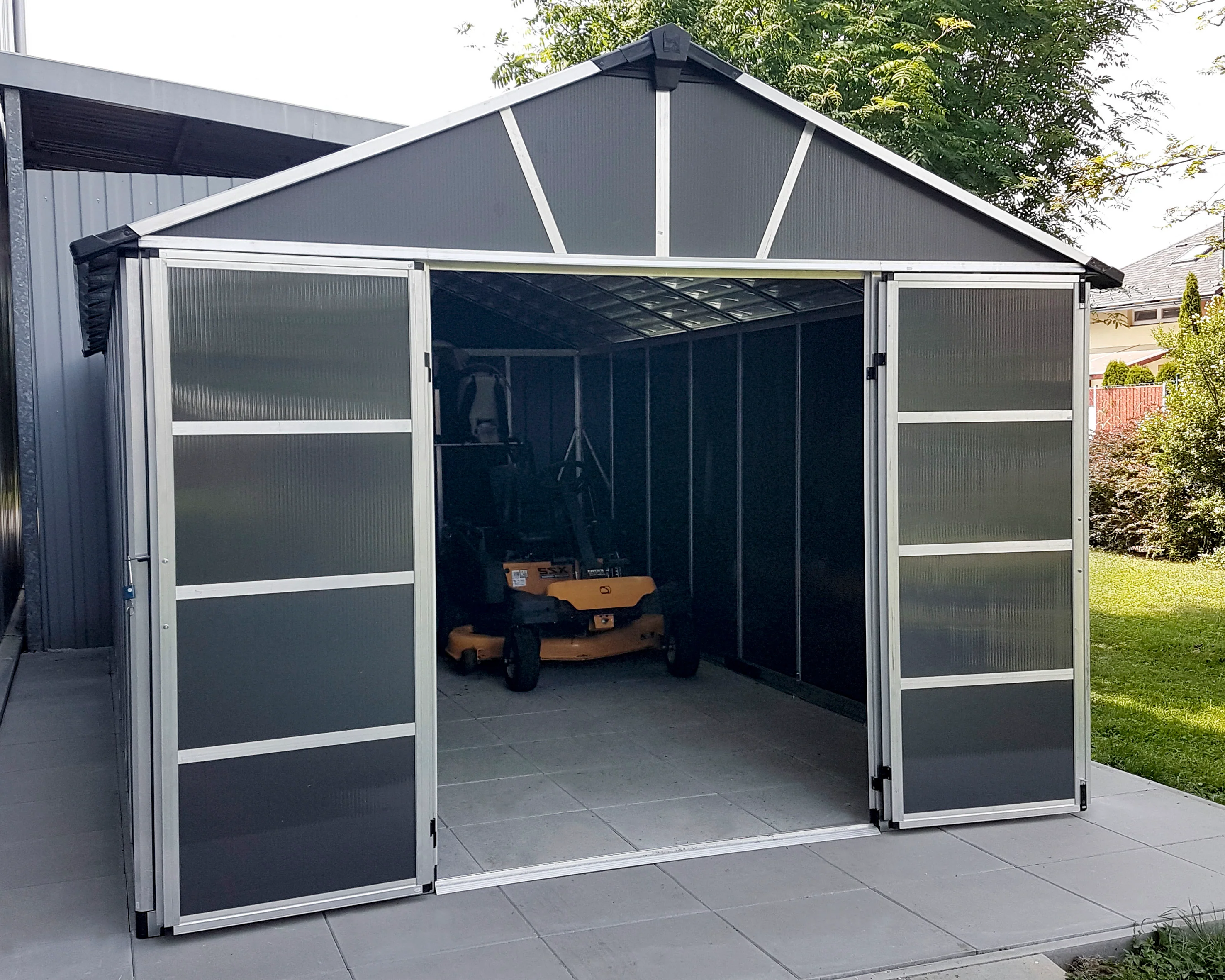 Yukon 11ft. x 9ft. Garden Shed Without Floor - Dark Grey Polycarbonate Panels - Image 2