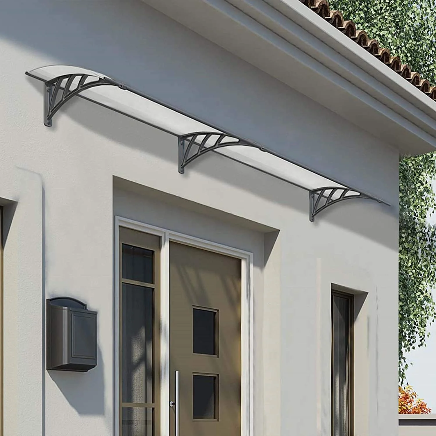 Neo 2.7m x 0.9m Door Canopy - Grey Frame & Twinwall Polycarbonate