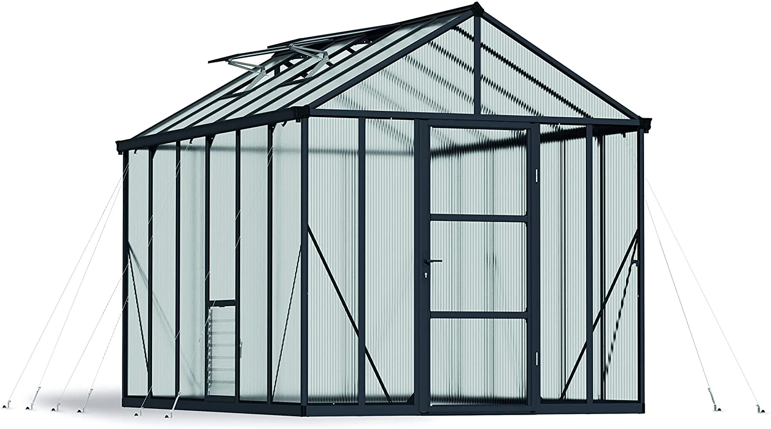 Glory 8' x 12' Greenhouse - Grey Frame & Multiwall Polycarbonate Panels - Image 12