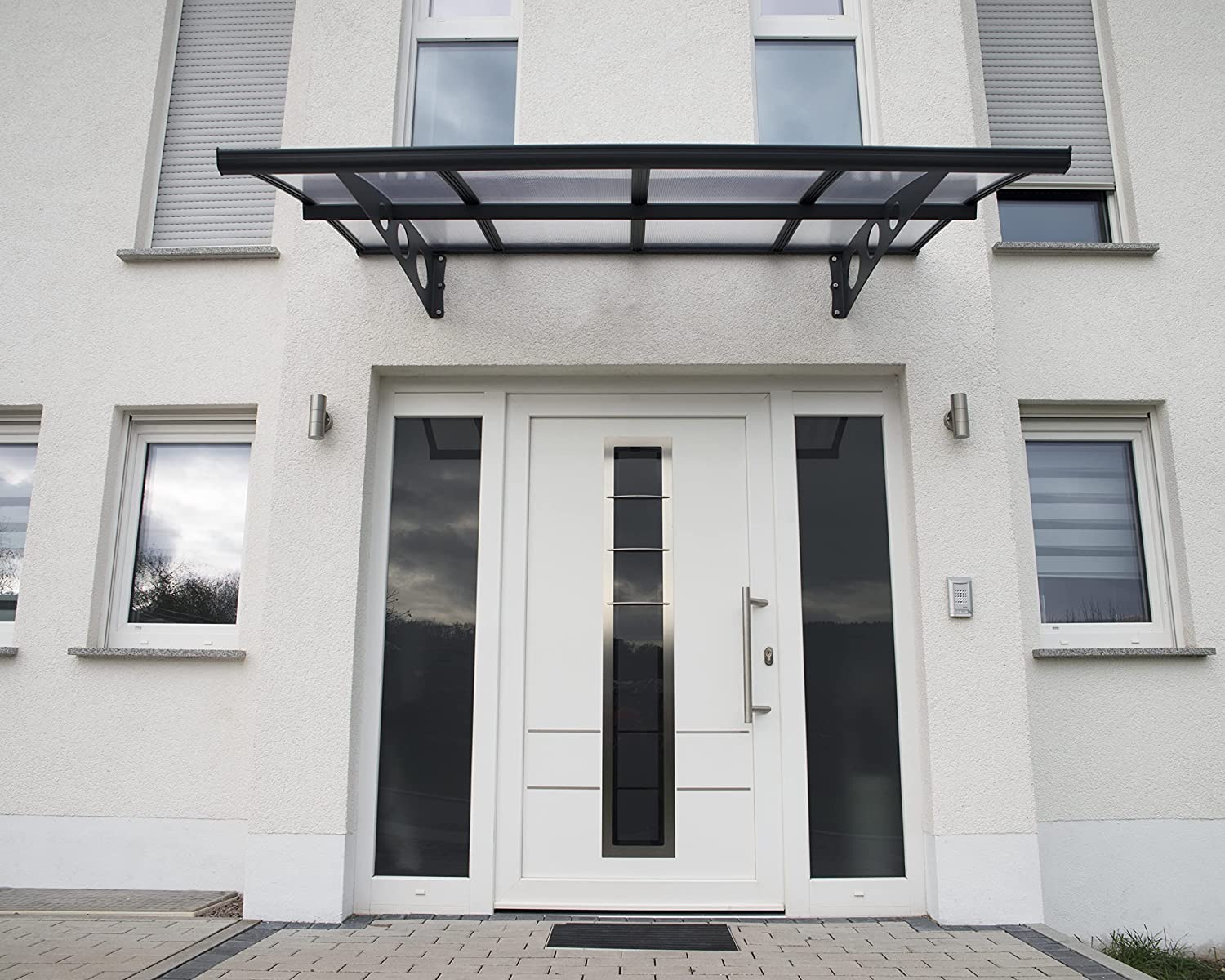 Herald 2.2m x 1.4m Door Canopy - Grey Frame & Twinwall Polycarbonate - Image 2