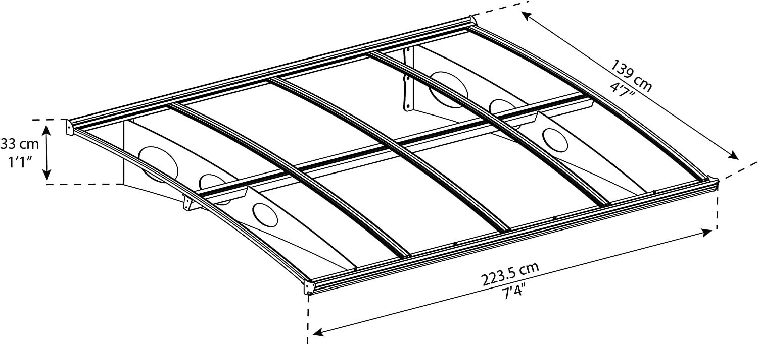 Herald 2.2m x 1.4m Door Canopy - Grey Frame & Twinwall Polycarbonate - Image 7