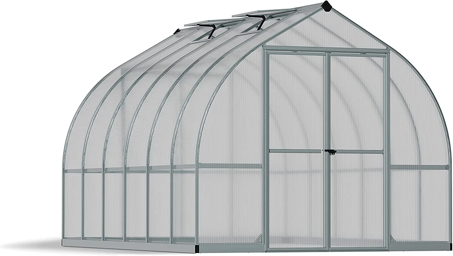 Bella 8' x 12' Greenhouse - Silver Frame & Twinwall Polycarbonate Panels - Image 8