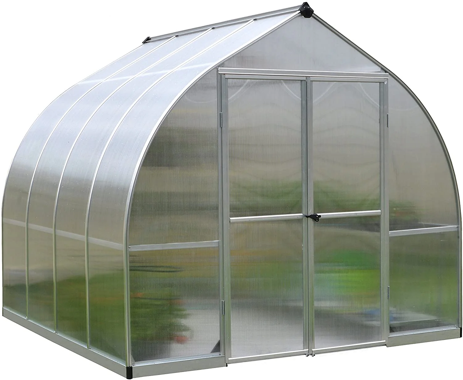 Bella 8' x 8' Greenhouse - Silver Frame & Twin Polycarbonate Panels - Image 3