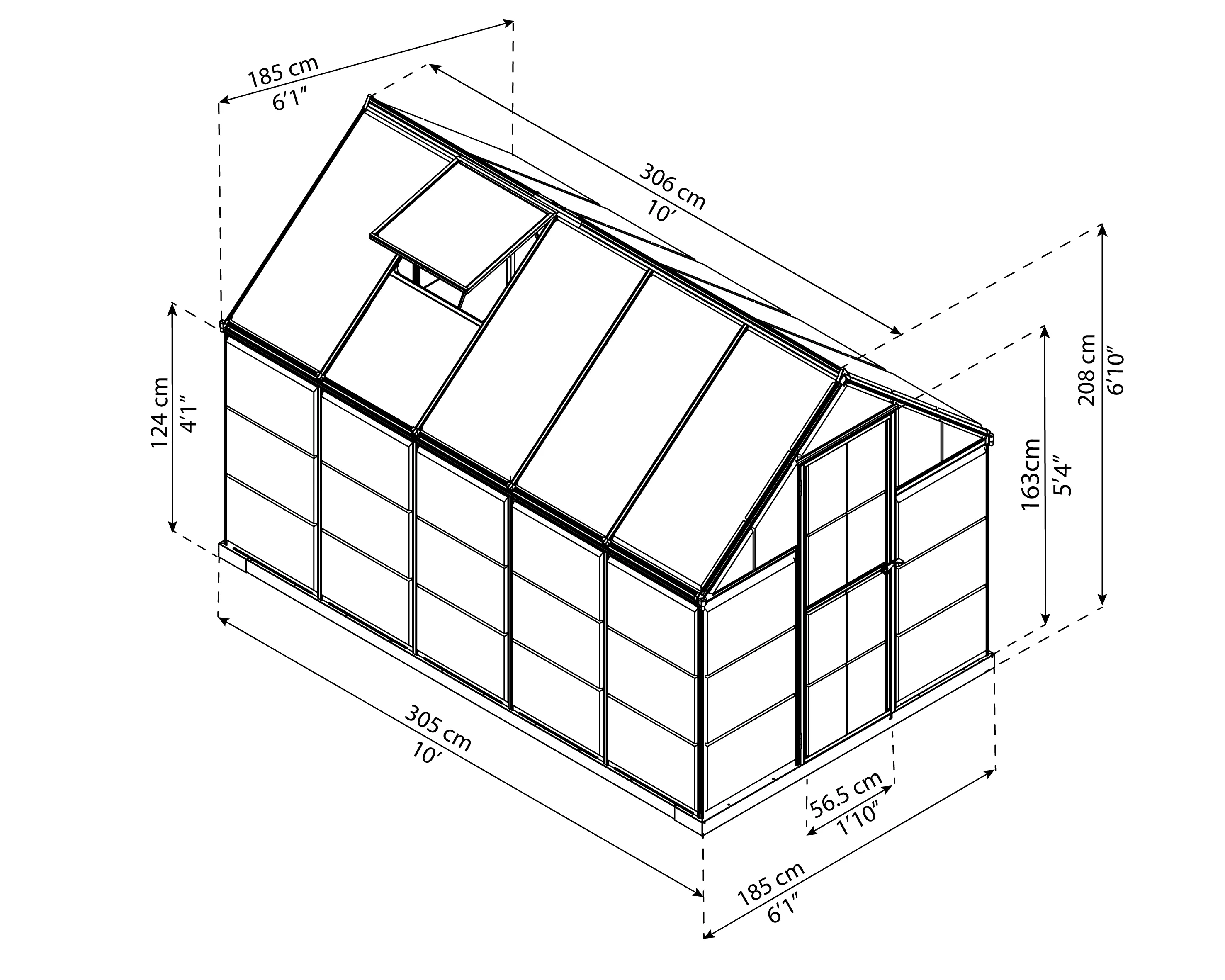 Hybrid 6' x 10' Greenhouse - Grey Frame & Hybrid Polycarbonate Panels - Image 4