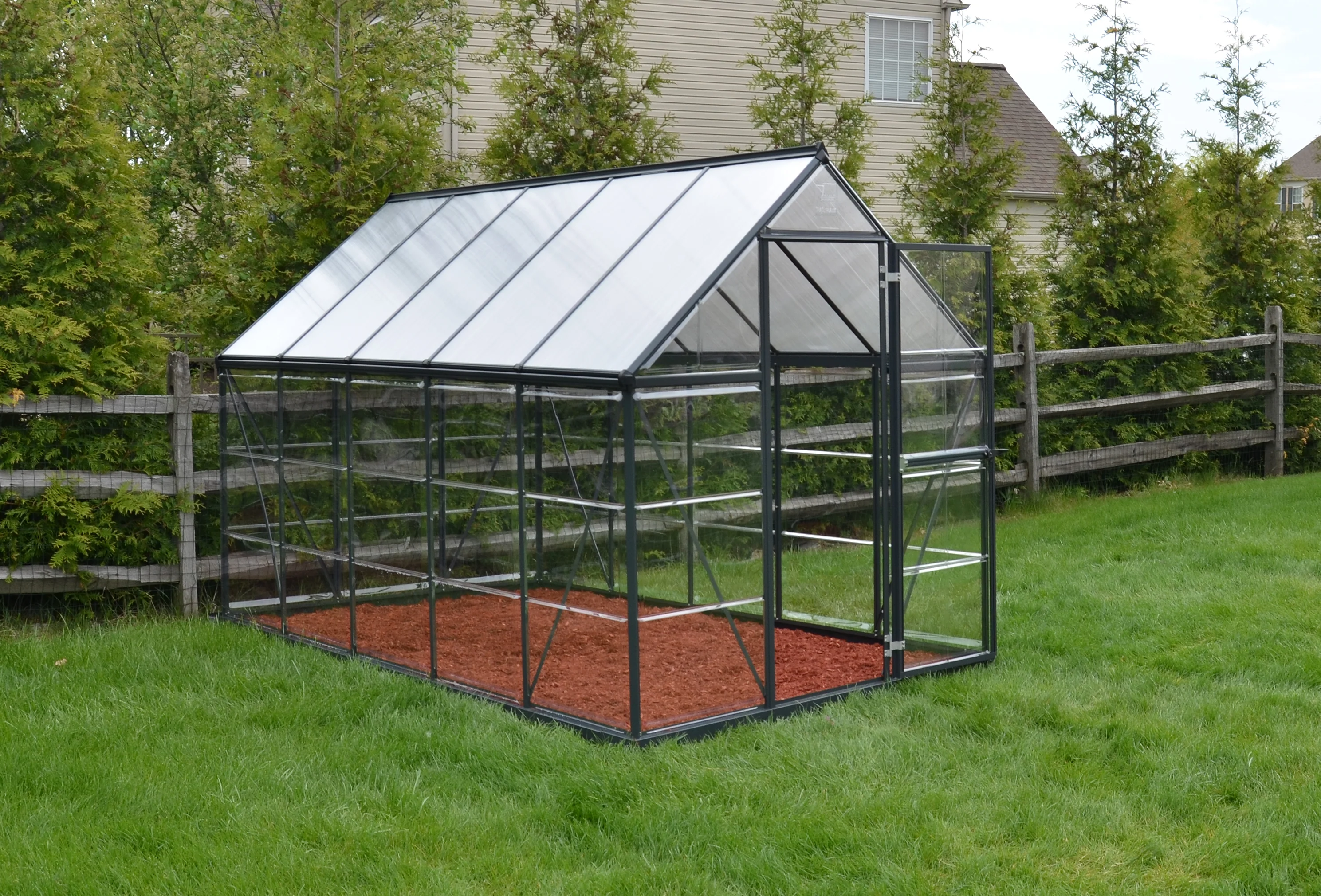 Hybrid 6' x 10' Greenhouse - Grey Frame & Hybrid Polycarbonate Panels - Image 6