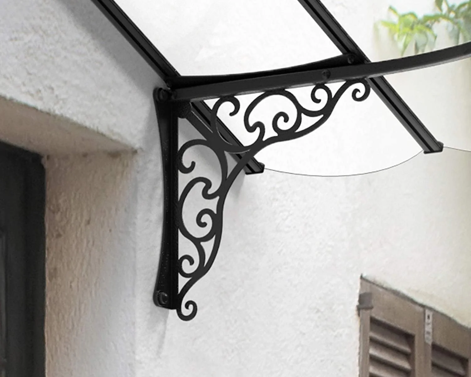 Iris 1.8m x 1.2m Door Canopy - Black Frame & Clear Acryl - Image 2