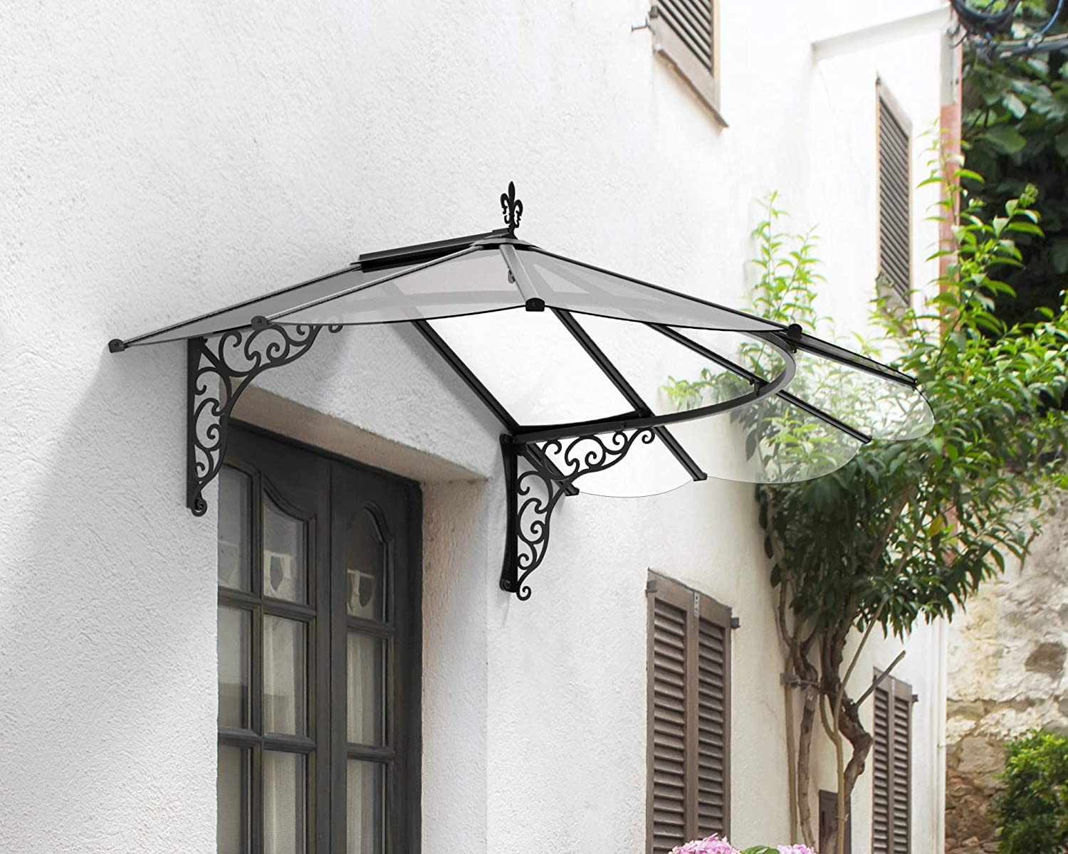 Iris 1.8m x 1.2m Door Canopy - Black Frame & Clear Acryl - Image 3