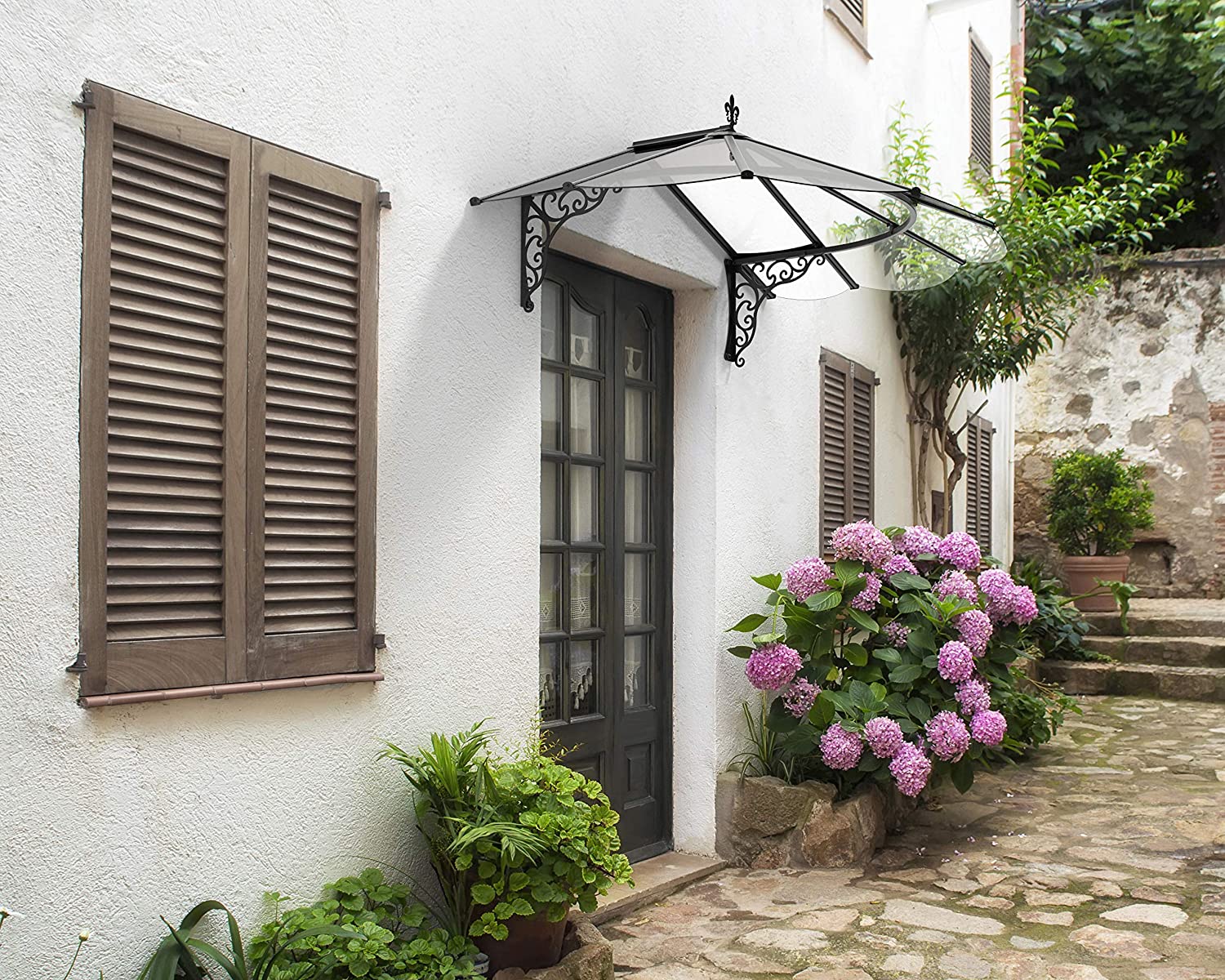 Iris 1.8m x 1.2m Door Canopy - Black Frame & Clear Acryl - Image 4