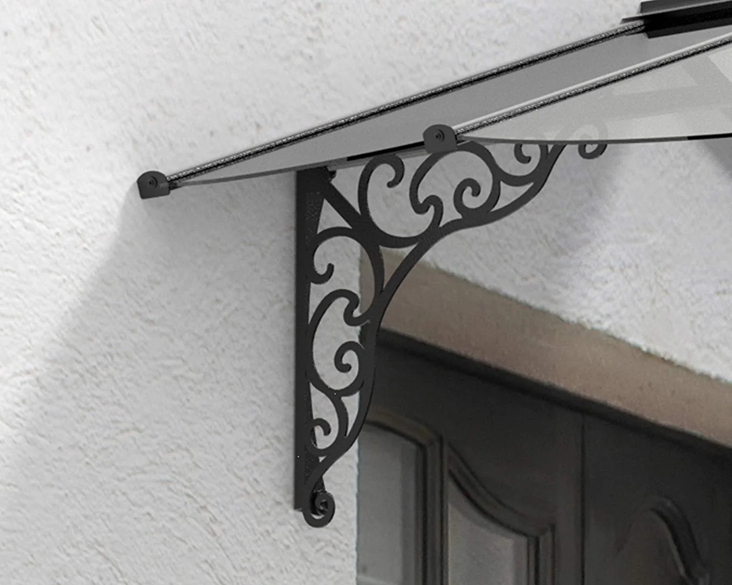 Iris 1.8m x 1.2m Door Canopy - Black Frame & Clear Acryl - Image 5