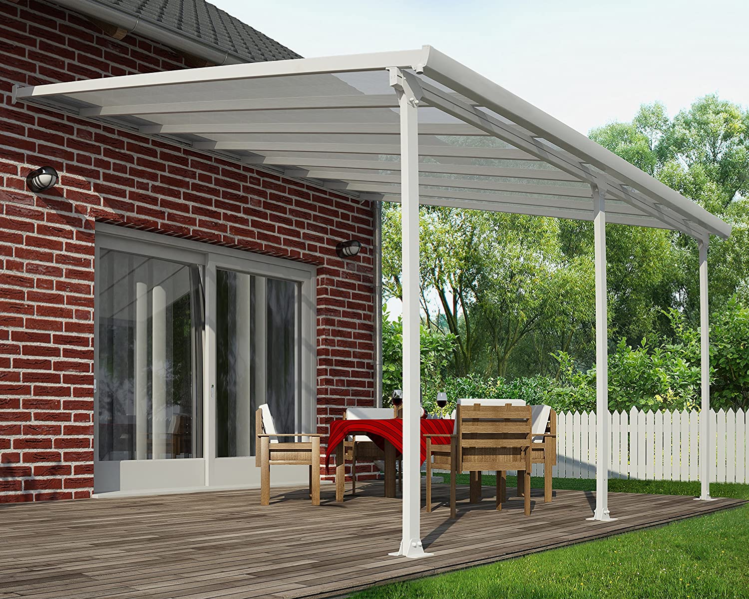 Feria Patio Cover 4m x 4m - White Frame & Clear Polycarbonate - Image 2