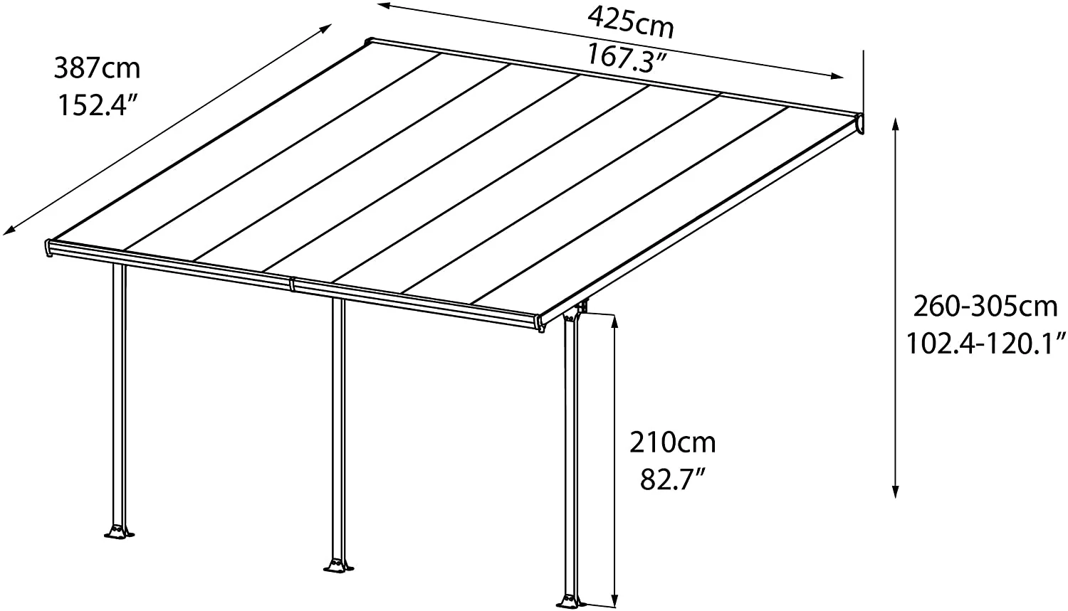 Feria Patio Cover 4m x 4m - White Frame & Clear Polycarbonate - Image 7