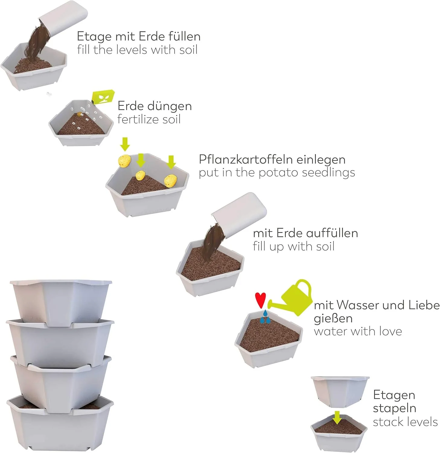 Paul Potato 3-Tier Raised Bed Potato Tower - Anthracite - Image 7