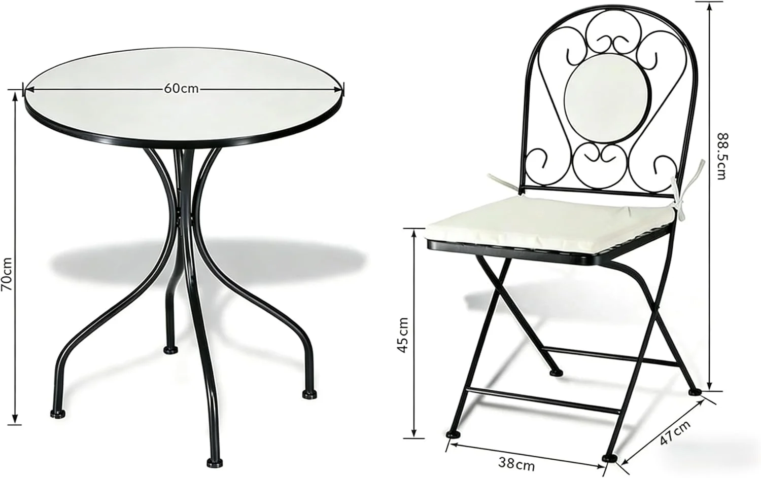 Peacock Print Mosaic Metal Bistro Set - Image 4