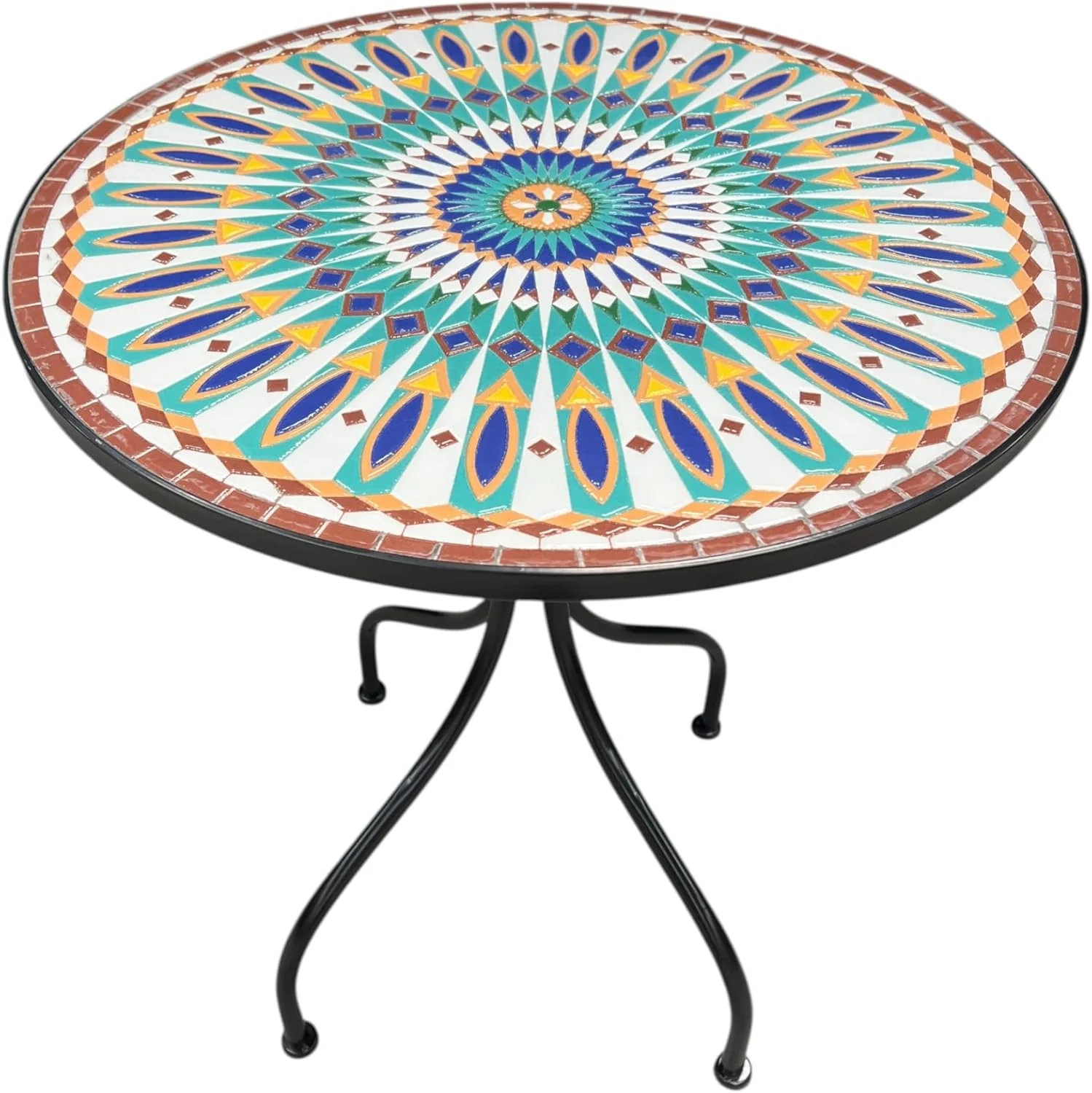 Peacock Print Mosaic Metal Bistro Set - Image 7