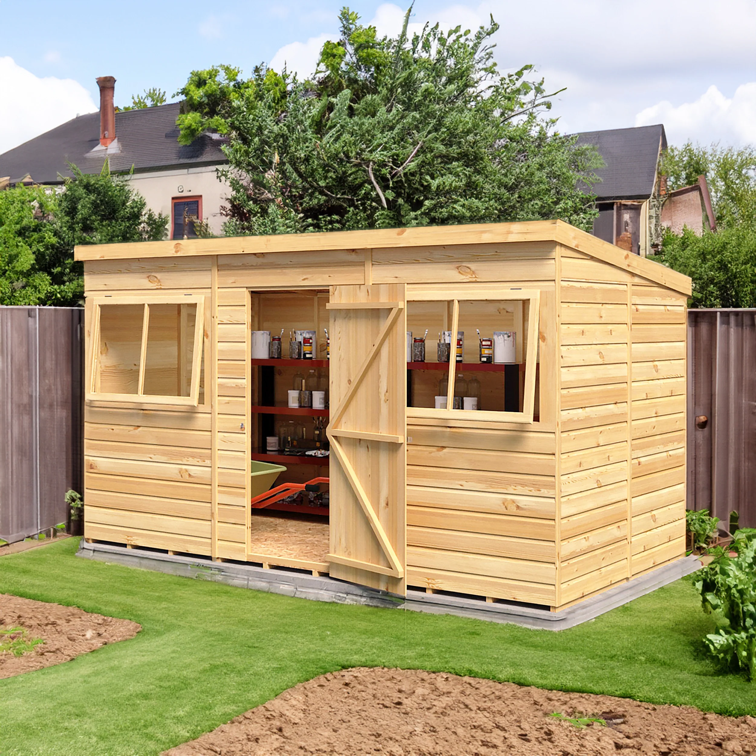 Pent 12 ft x 6 ft Shiplap Shed