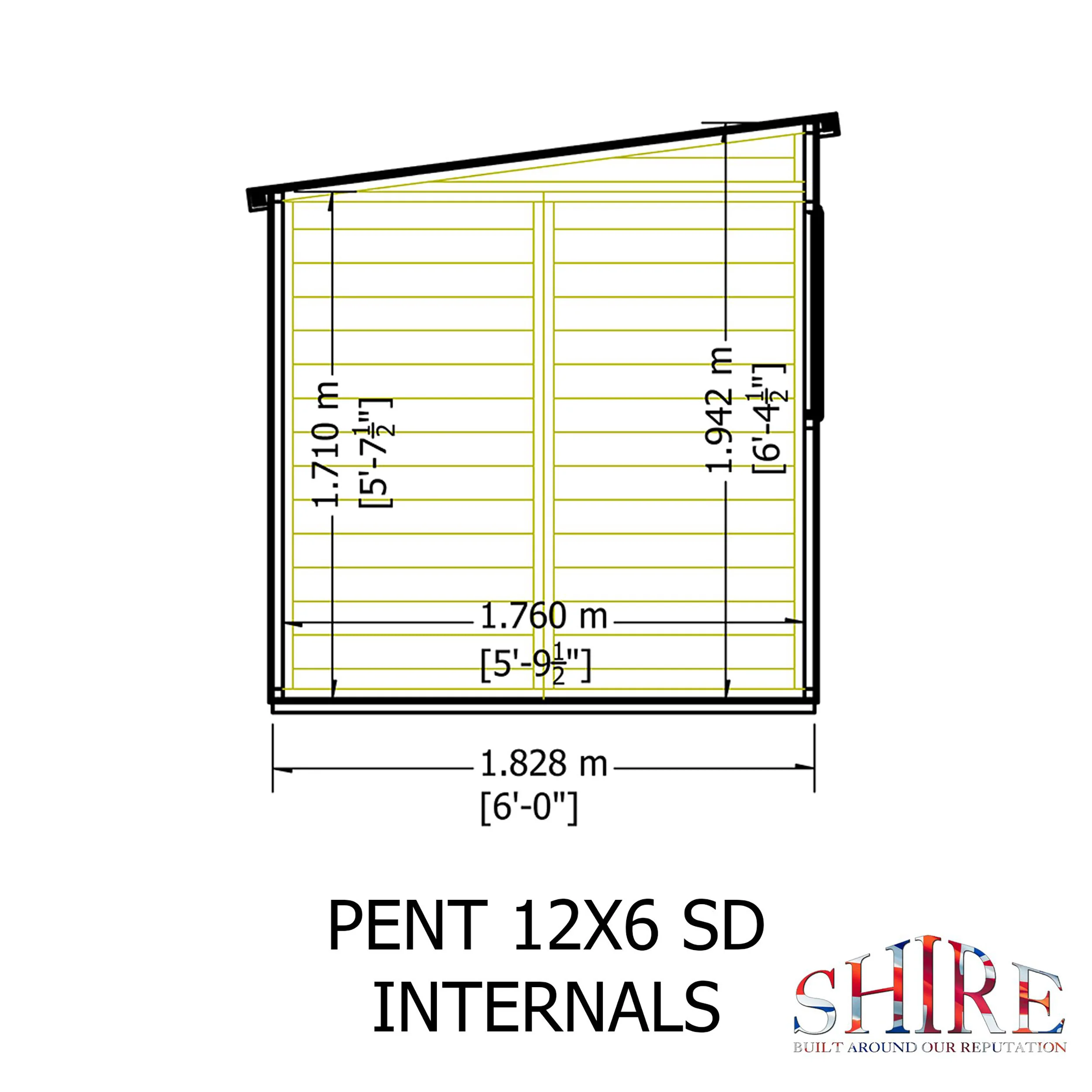Pent 12 ft x 6 ft Shiplap Shed - Image 10