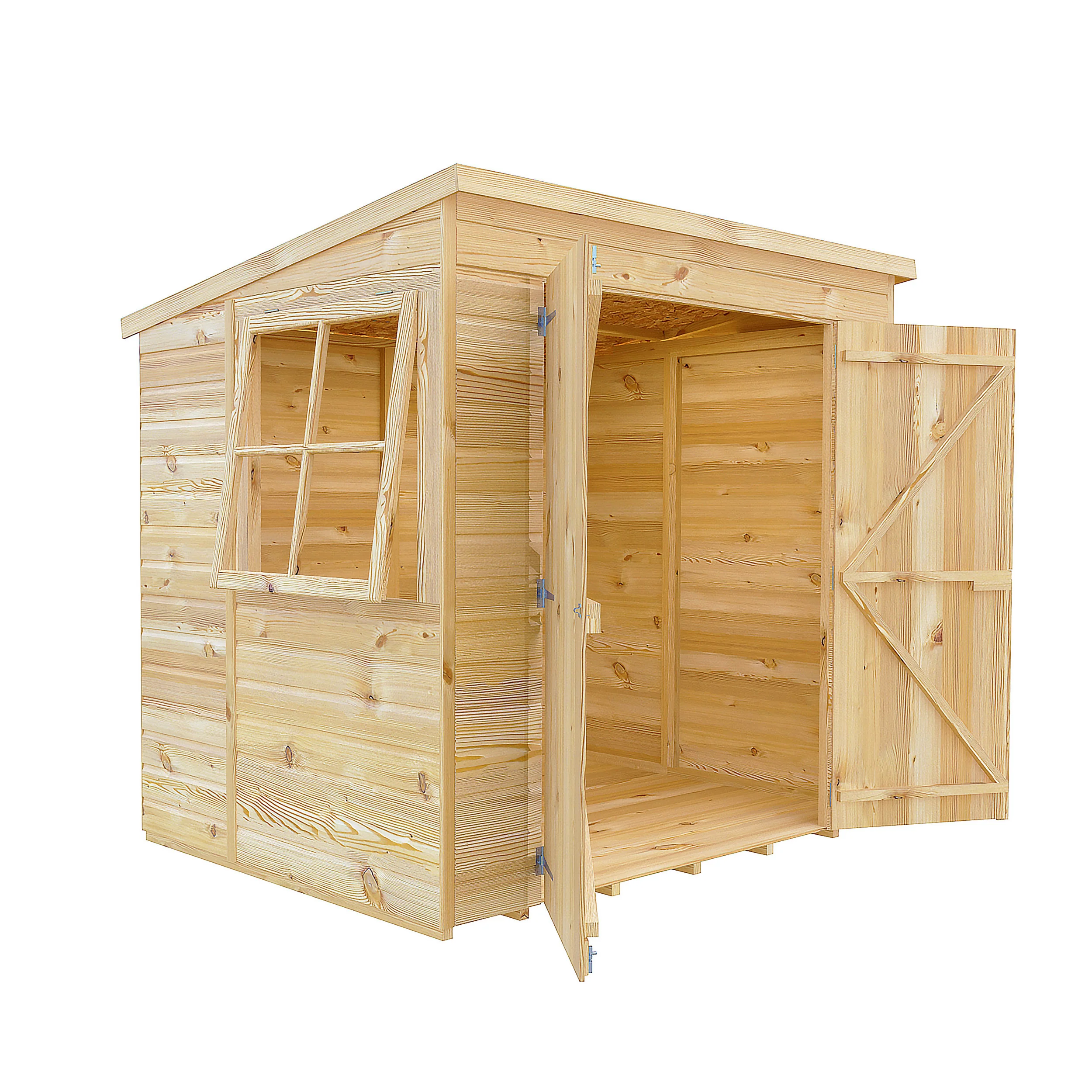 Pent 7 ft x 5 ft Shiplap Double Door Shed - Image 3