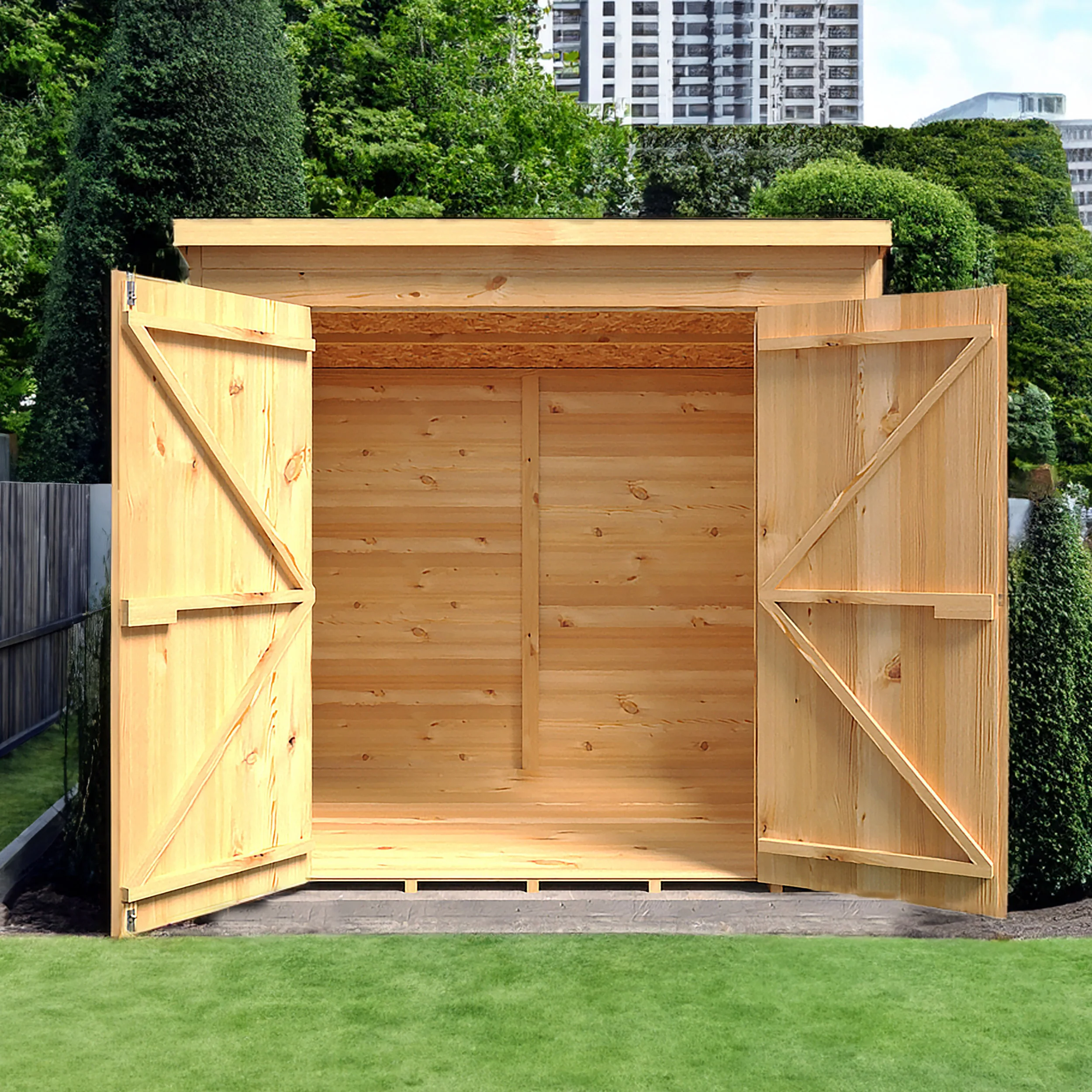 Pent 7 ft x 5 ft Shiplap Double Door Shed - Image 4