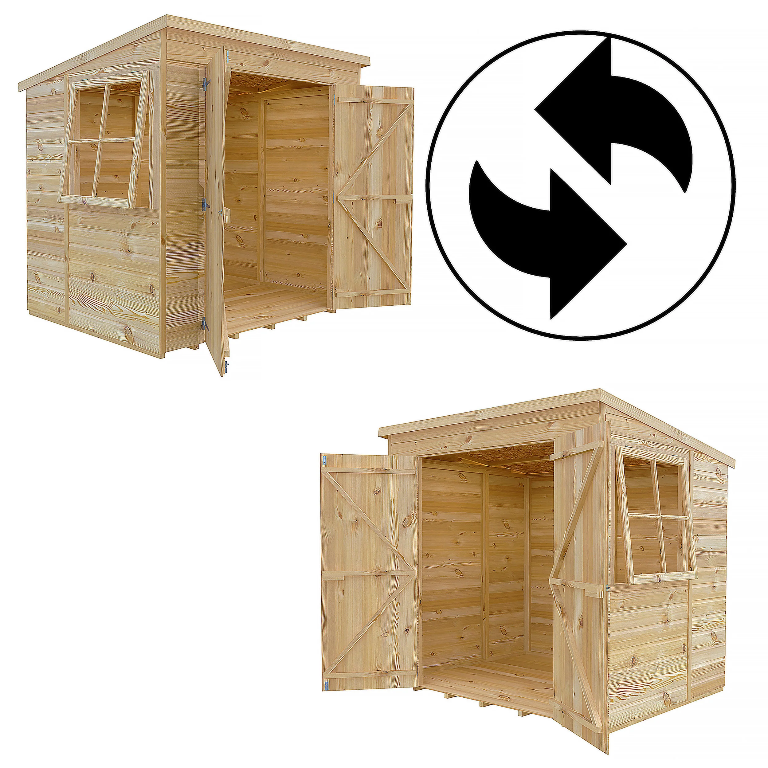Pent 7 ft x 5 ft Shiplap Double Door Shed - Image 6