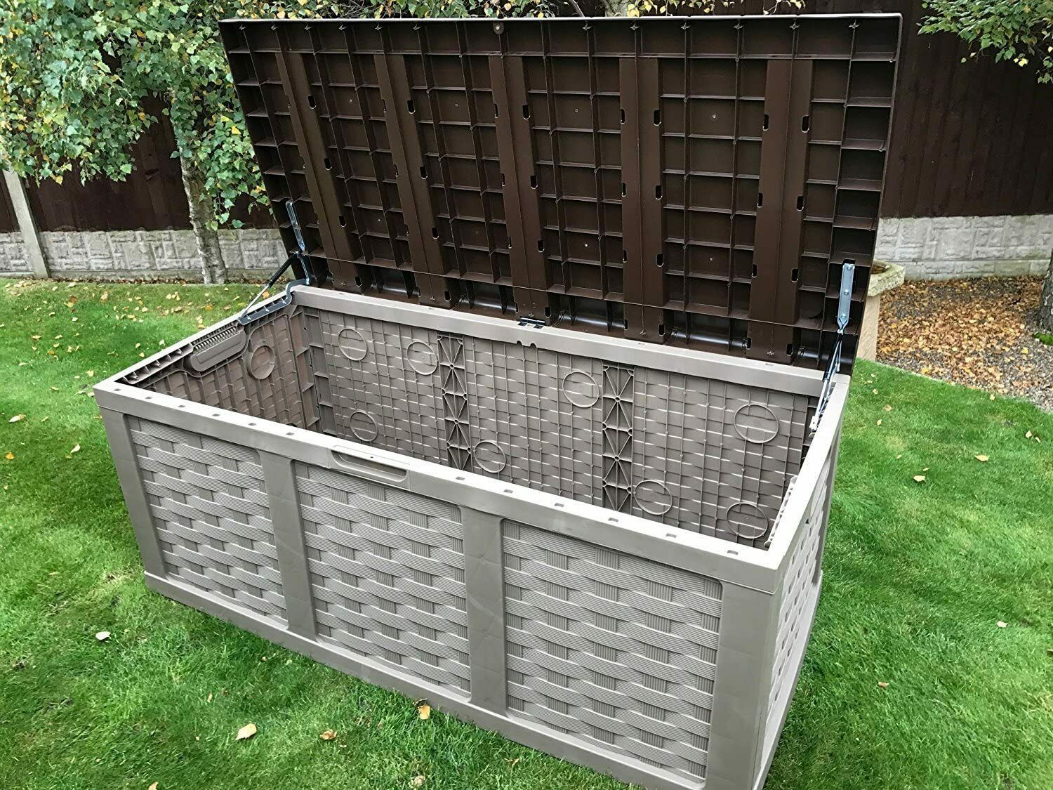 XXL Sit On Lid Rattan Effect Storge Box Mocha - 634L - Image 6