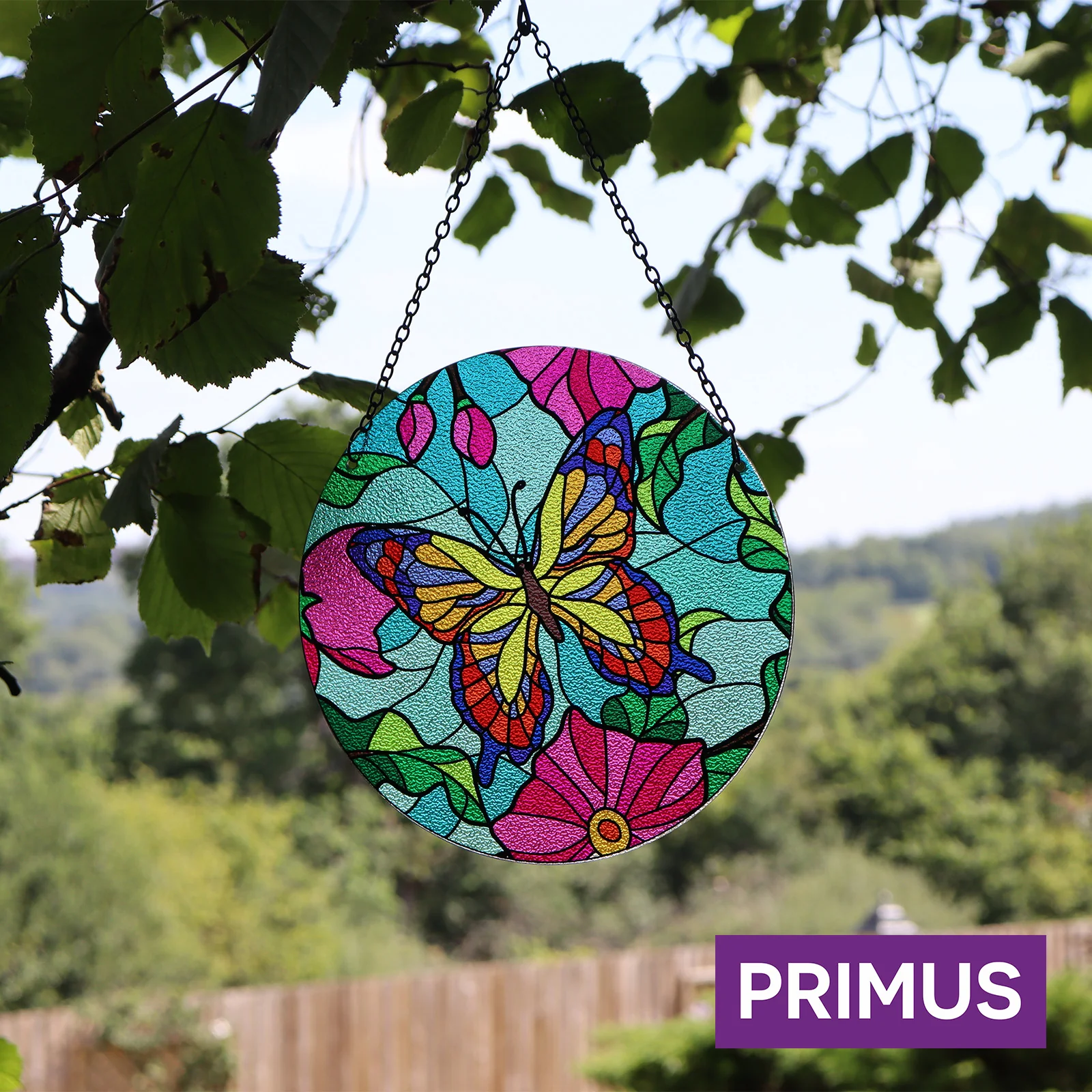 Glass Hanging Orbit Suncatcher - Butterfly Garden Ornament