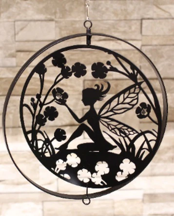 Metal Fairy Hanging Silhouette Orbit Spinner - Black - Image 2