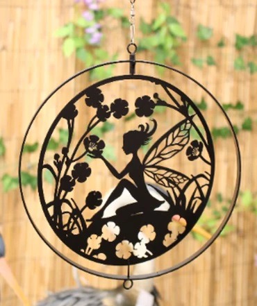 Metal Fairy Hanging Silhouette Orbit Spinner - Black - Image 3