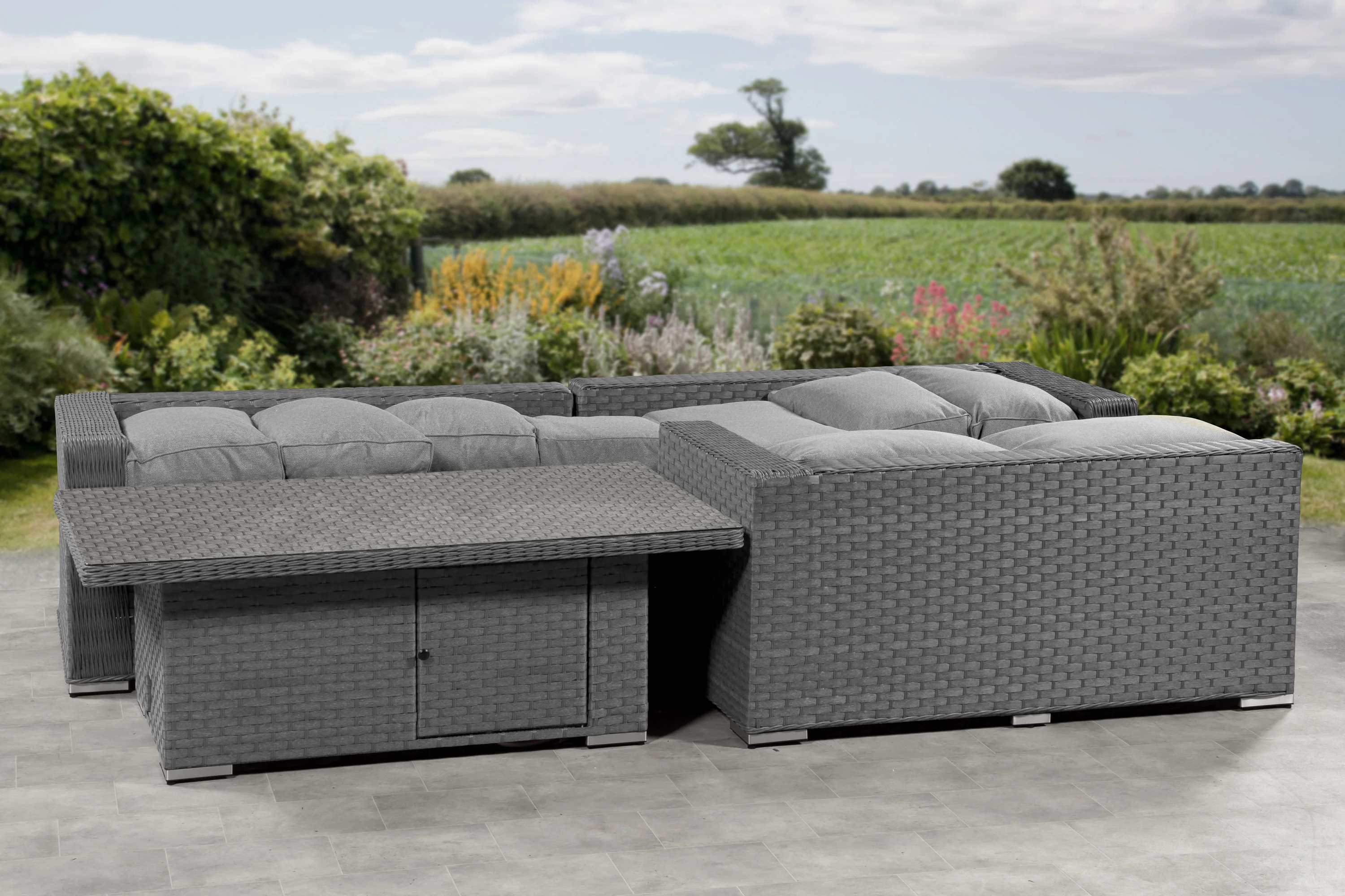 Richmond Rattan Aluminium Corner Set with Height Adjustable Table - Grey UNDELIVERED/RETURNED - Image 3