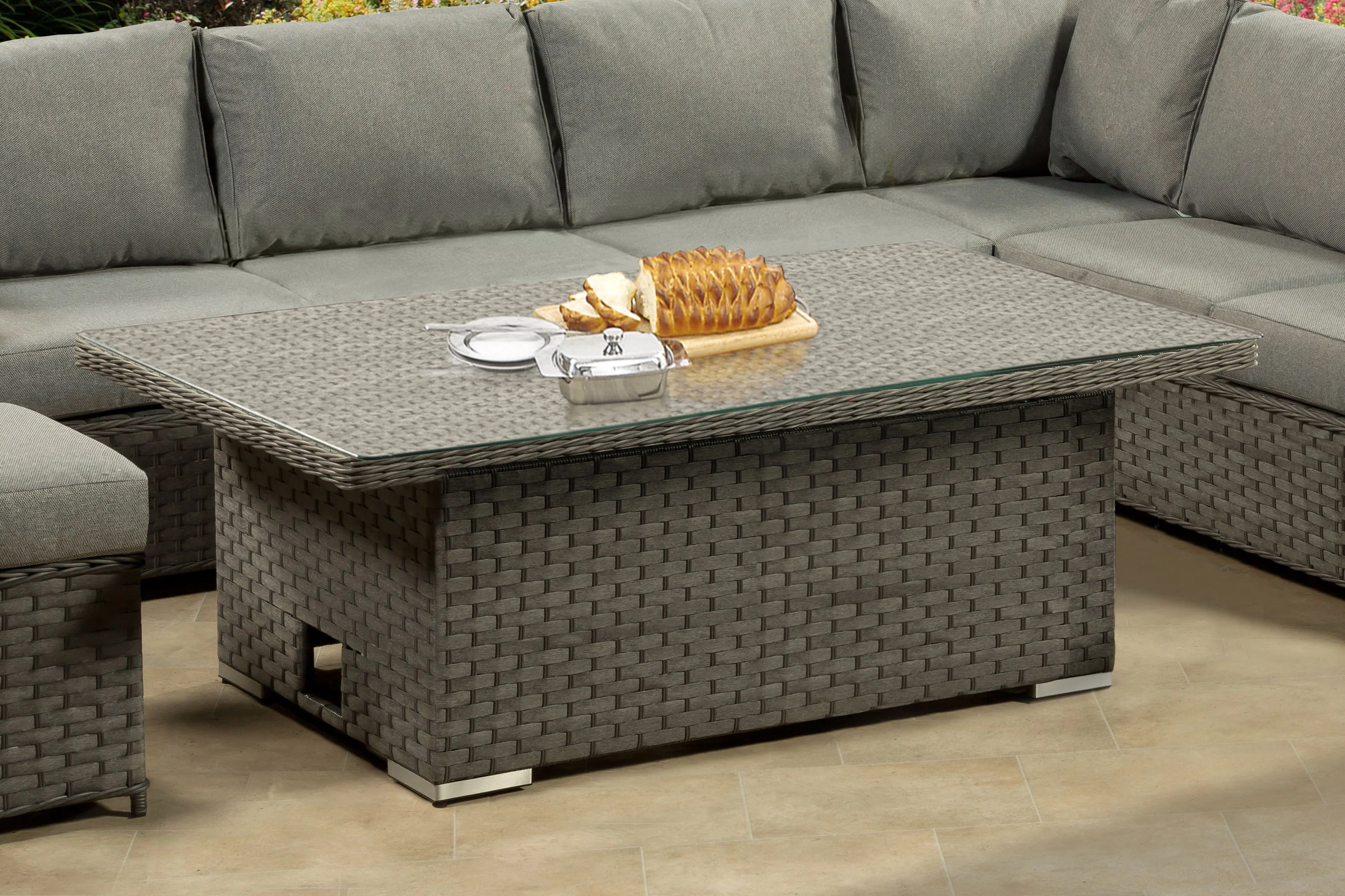Richmond Rattan Aluminium Corner Set with Height Adjustable Table - Grey UNDELIVERED/RETURNED - Image 5