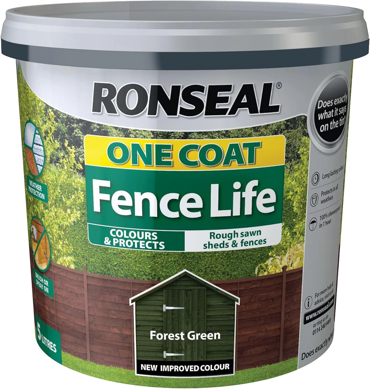 Ronseal One Coat Shed and Fence Protector Forest Green 5L - Image 3