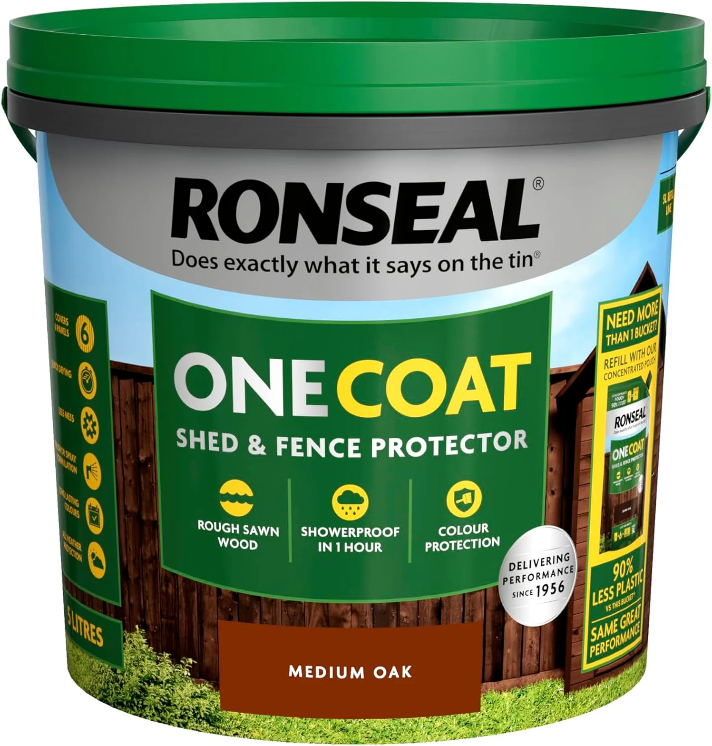 Ronseal One Coat Shed and Fence Protector Medium Oak 5L - Image 4