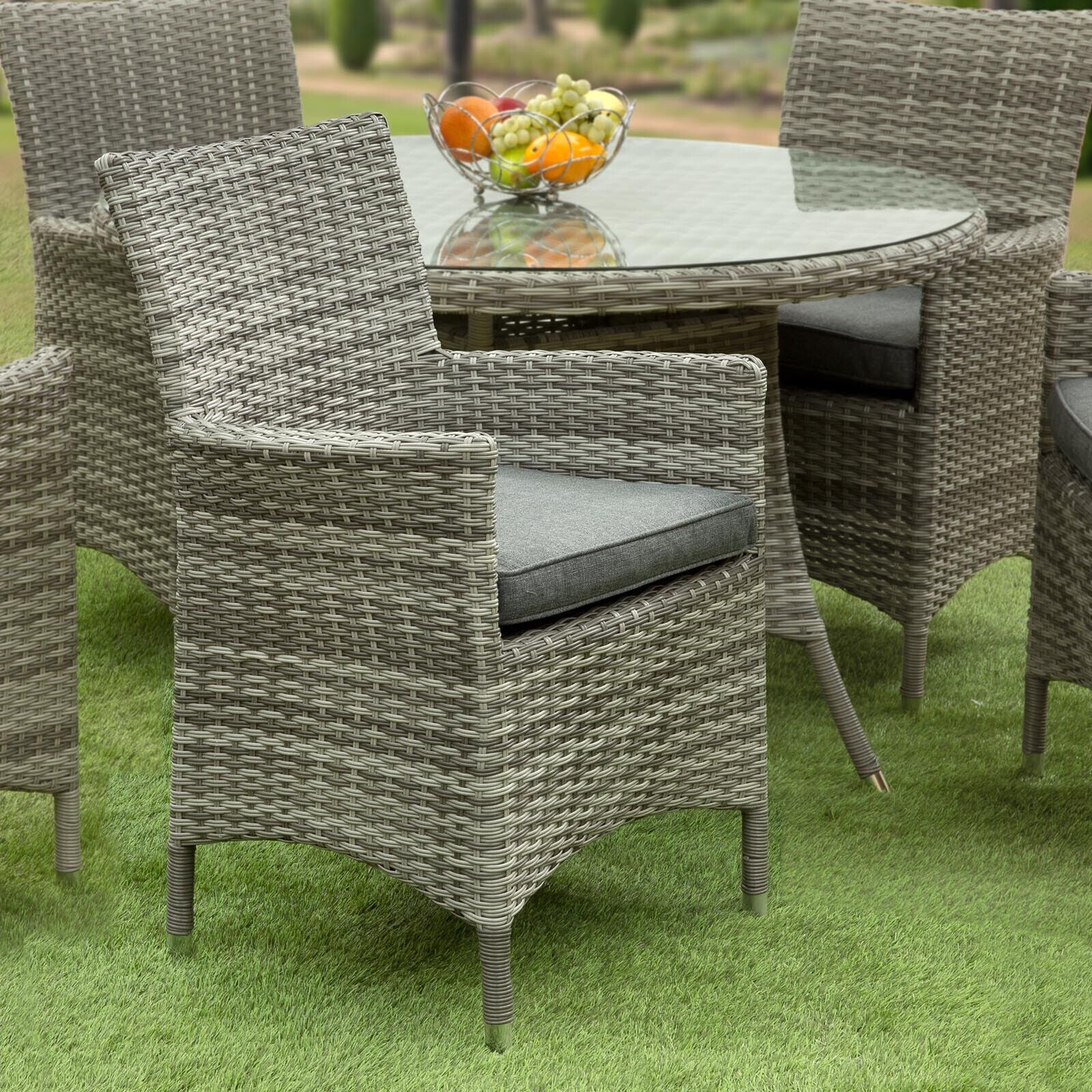 Sarasota 4 Seat Round Dining Set in Grey - Image 3
