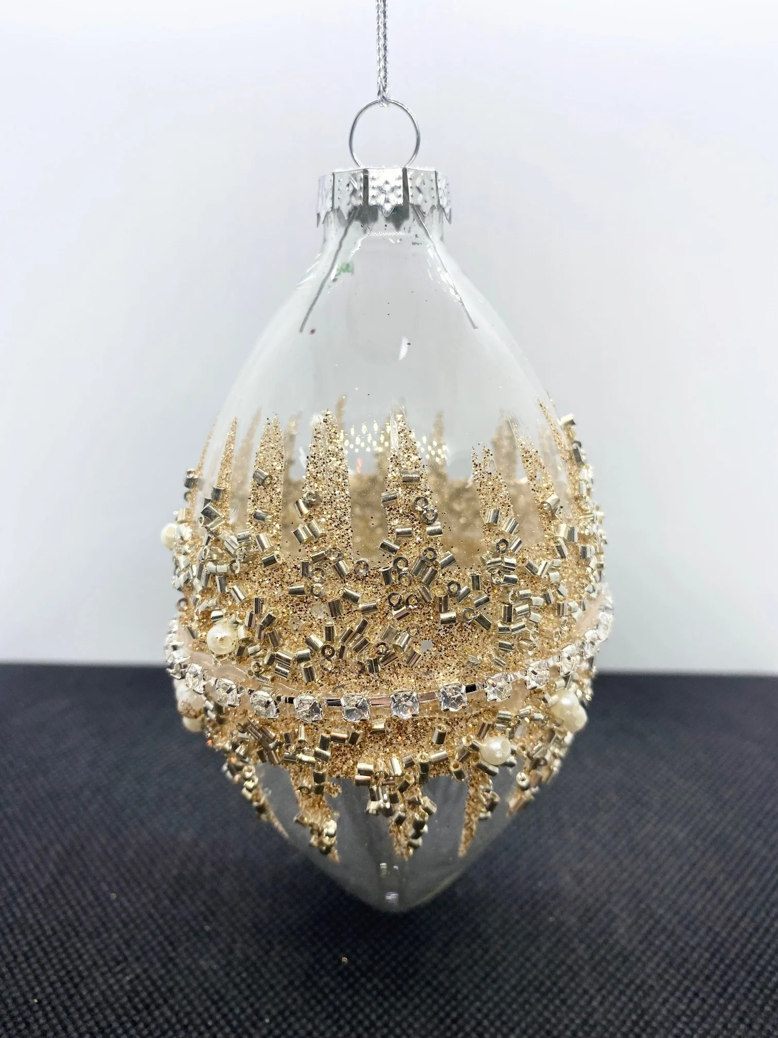 Set of 3 Gold Encrusted Christmas Tree Decorations 80mm - Image 4