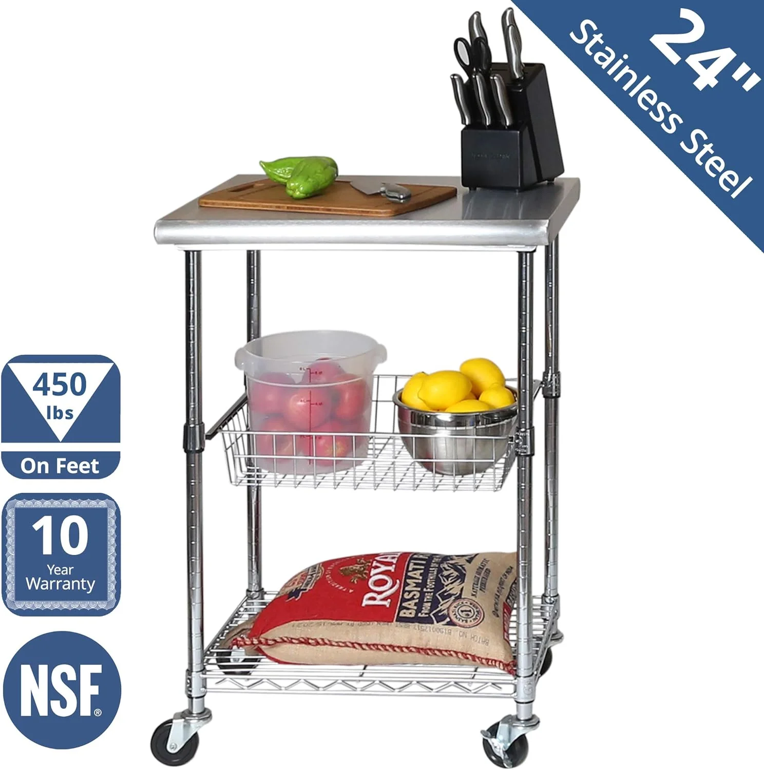 Stainless Steel Top Professional Kitchen Cart Workstation - Image 4