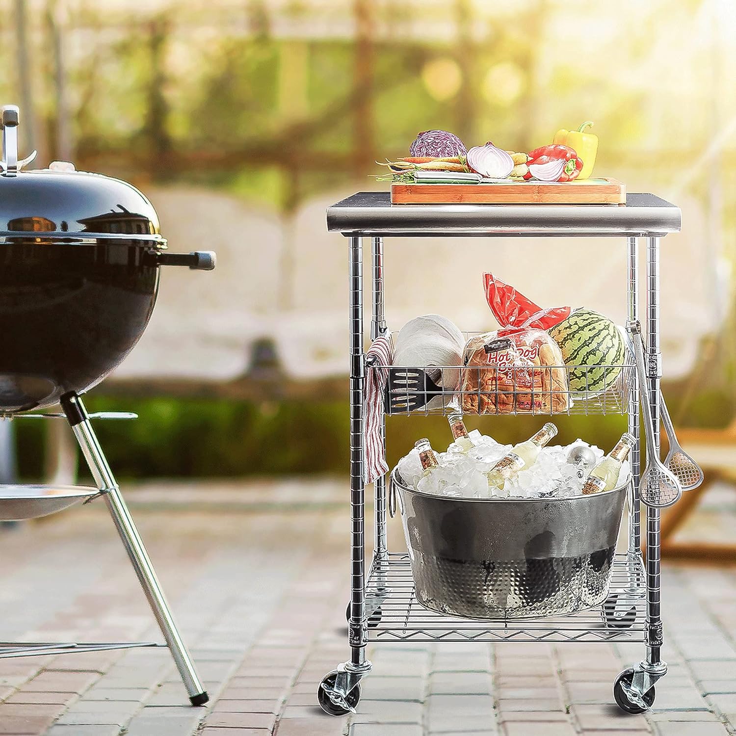 Stainless Steel Top Professional Kitchen Cart Workstation - Image 5