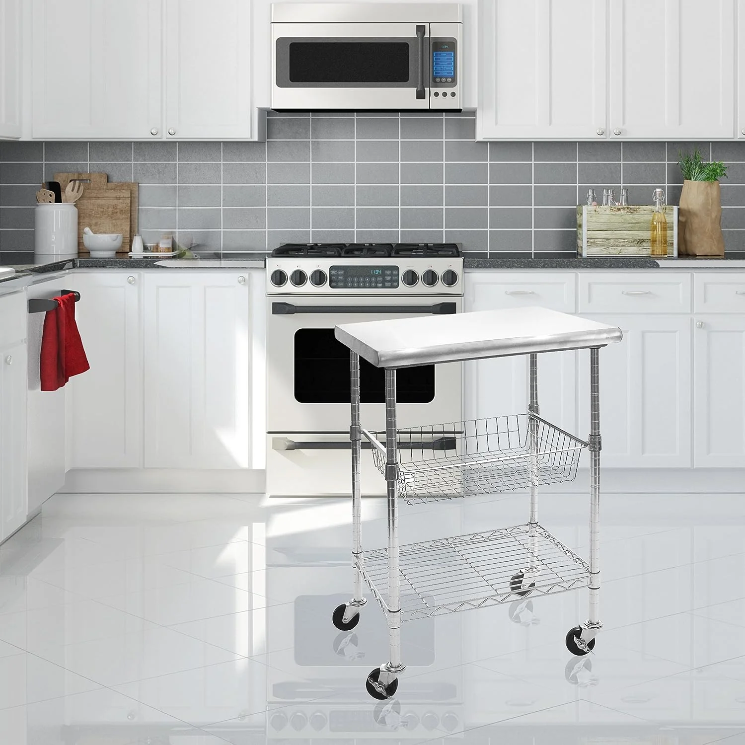 Stainless Steel Top Professional Kitchen Cart Workstation - Image 6