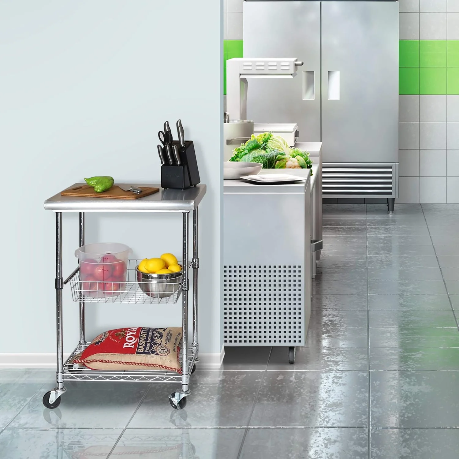 Stainless Steel Top Professional Kitchen Cart Workstation - Image 7