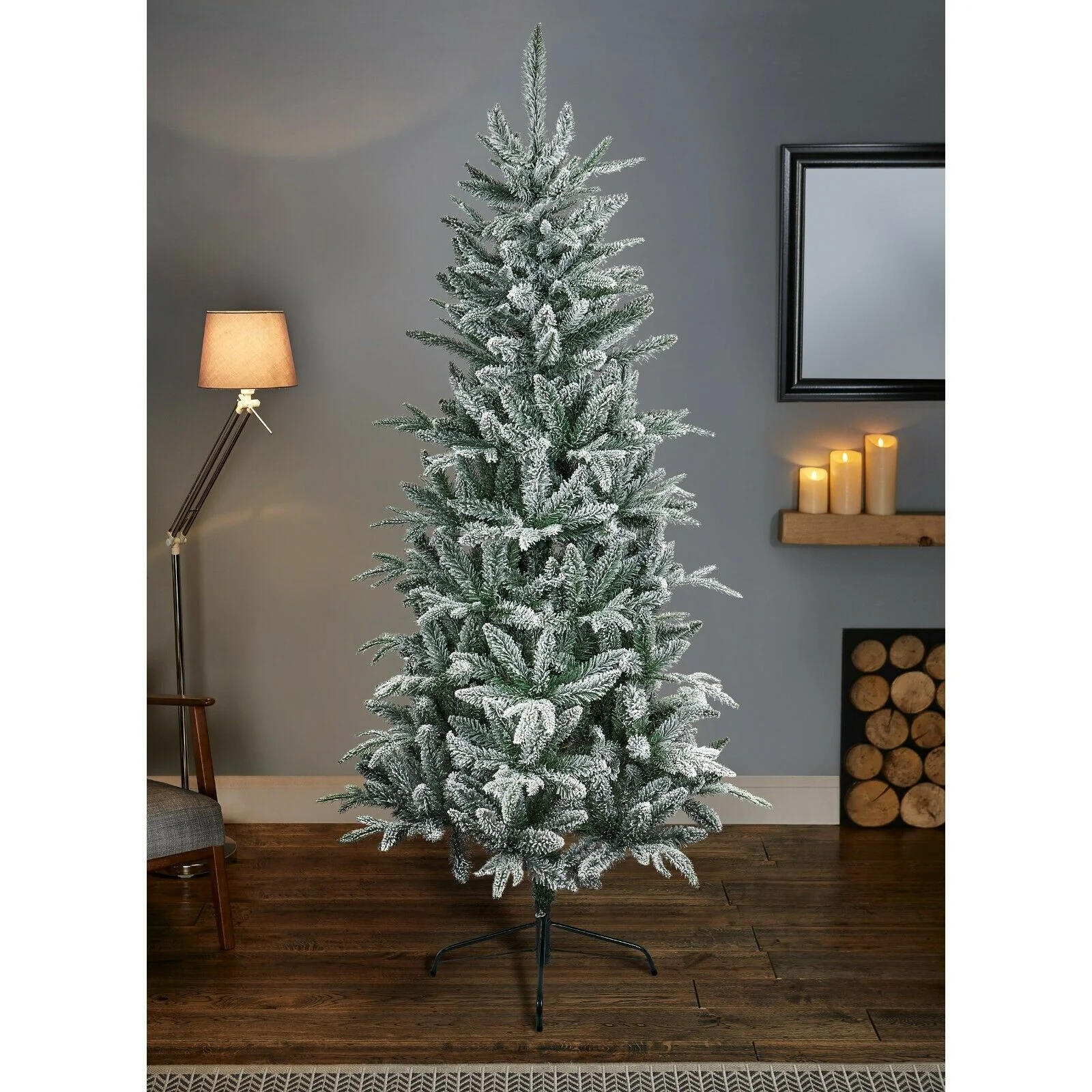 Lapland Fir Slim Snow Flocked Christmas Tree - 5ft/150cm - Image 3